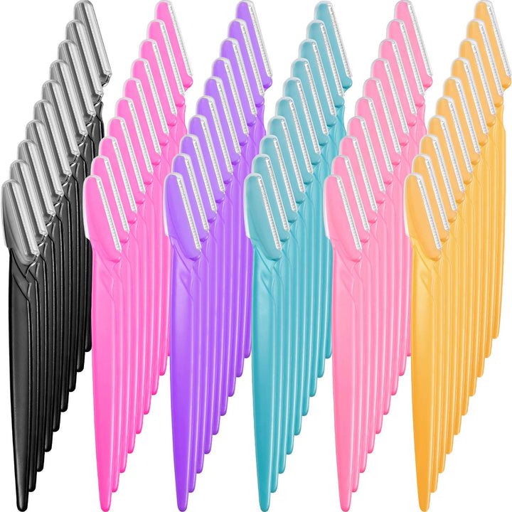 60 Pieces Eyebrow Razor Shaper Trimmer Shaver Women Facial Razor with Precision Cover (Pink, Blue,Yellow, Rose Red, Purple, Black)