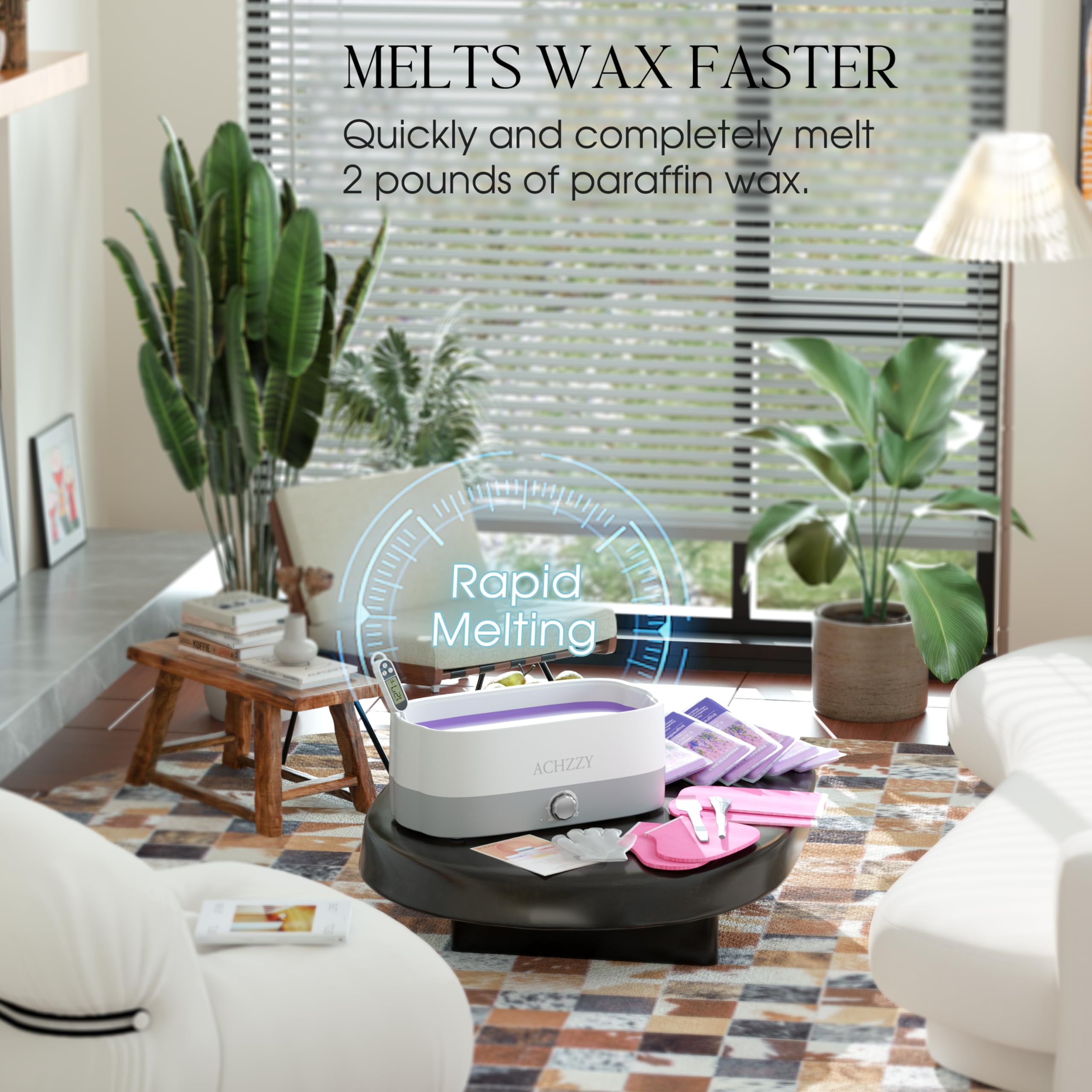 Achzzy Paraffin Wax Machine for Hands and Feet, 4000ml Paraffin Bath, Paraffin Wax Warmer with Refills, Nourishing and Moisturizing, Professional-Grade Spa Treatment for Soft and Smooth Skin