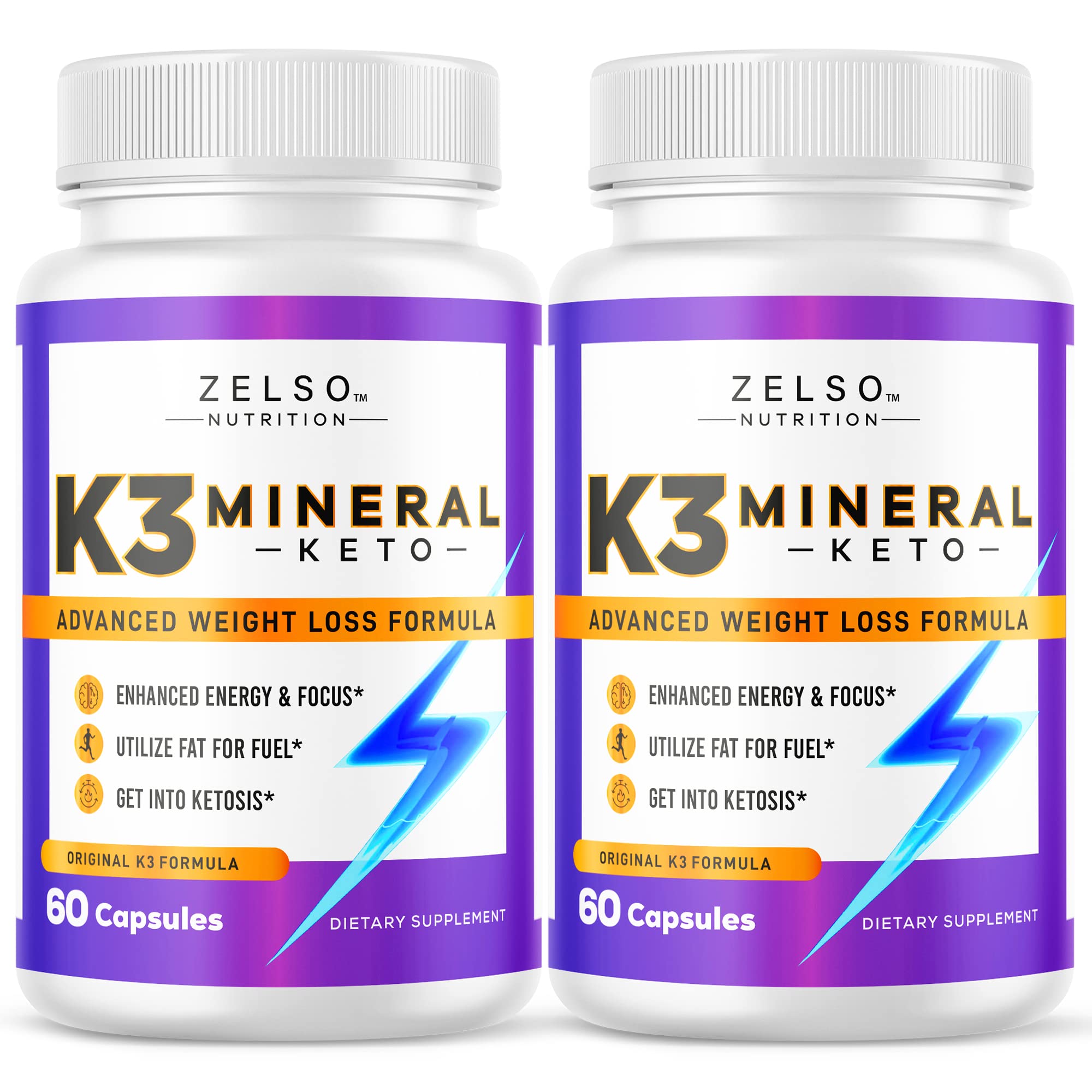 ZELSO (2 Pack) K3 Mineral Weight Loss Pills for Women and Men, K3 Mineral Pills - K3 Salt Mineral, Vitamin + K3 Capsules Supplement for Keto Weight Loss - 2 Months Supply