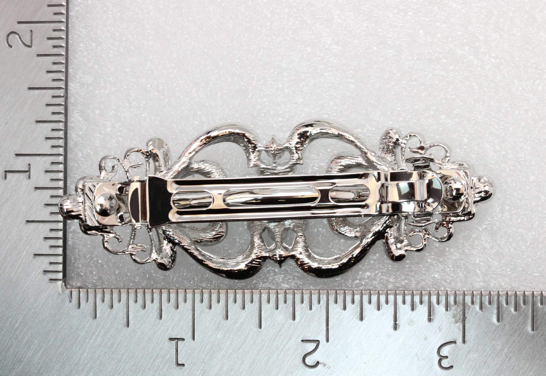 Faship Gorgeous Burgundy Crystal Hearts and Floral Hair Barrette - Burgundy