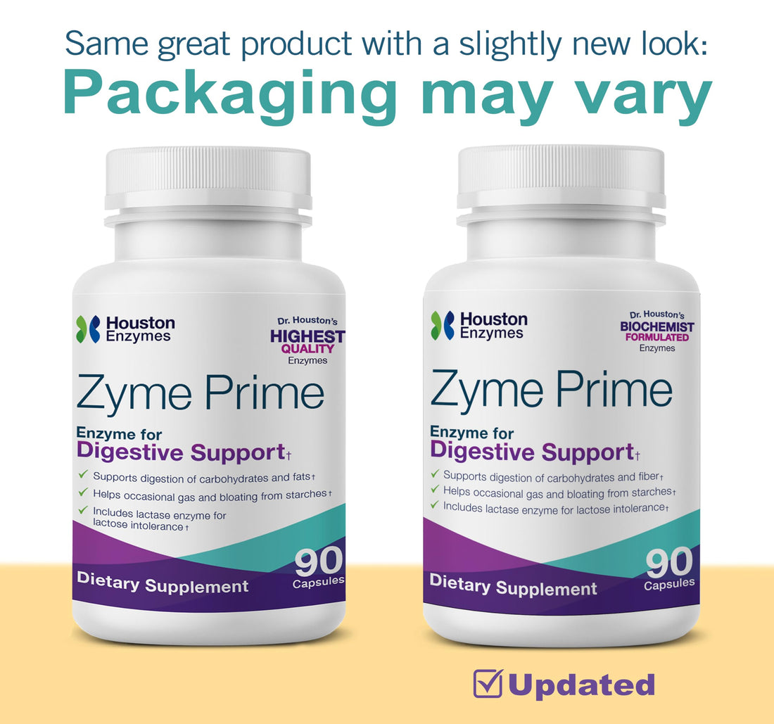 Houston Enzymes – Zyme Prime – 90 Capsules – Professionally Formulated to Support Digestion of Carbohydrates & Fats – Enhanced with Lactase for Lactose Intolerance – Helps Relieve Gas & Bloating