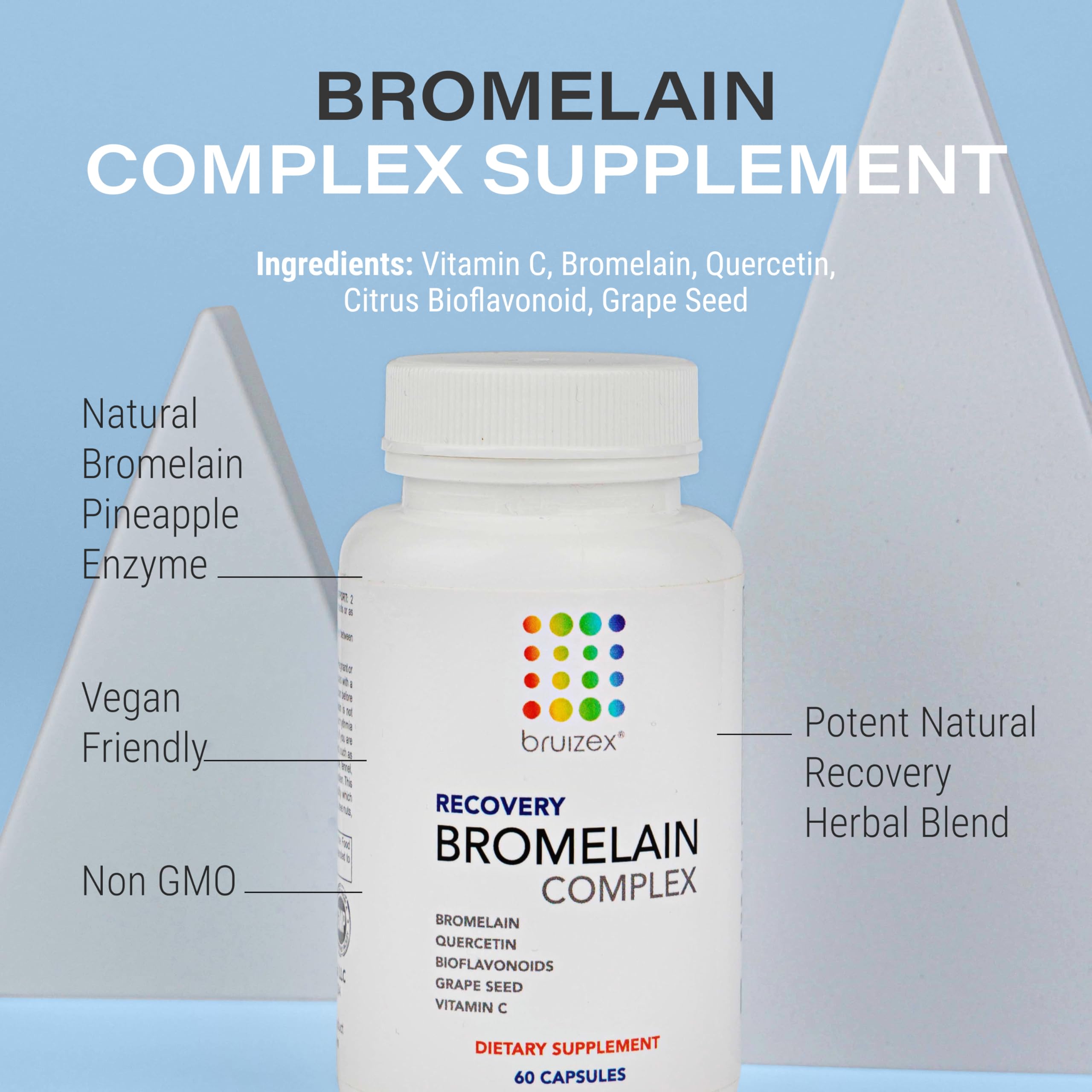 Bromelain & Quercetin Recovery Complex I Post Surgery Recovery I Bruising, Swelling Relief, Lymphatic Drainage I Post 360 lipo, BBL, Liposuction, Tummy Tuck I Non GMO 60 caps
