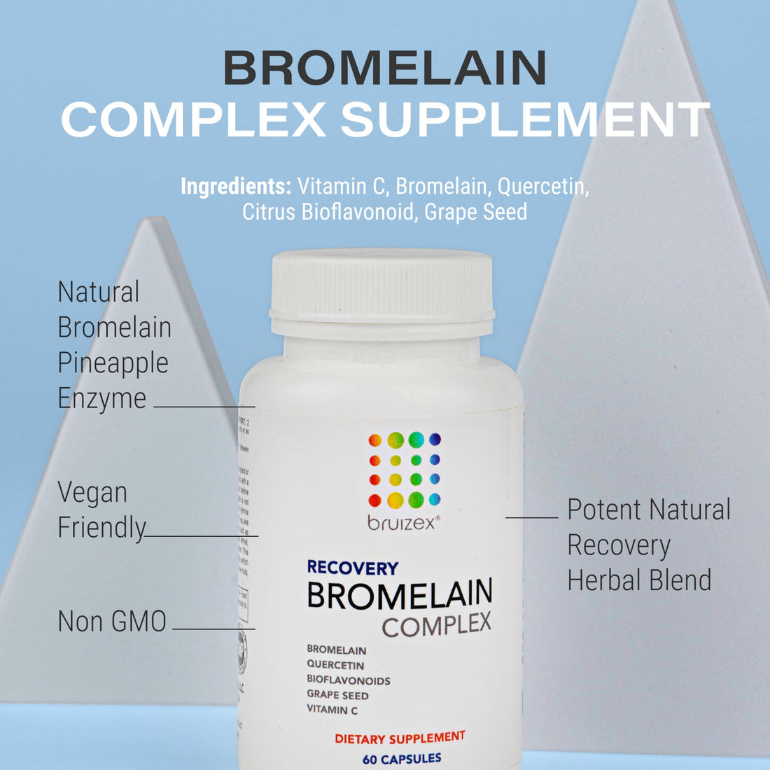 Bromelain & Quercetin Recovery Complex I Post Surgery Recovery I Bruising, Swelling Relief, Lymphatic Drainage I Post 360 lipo, BBL, Liposuction, Tummy Tuck I Non GMO 60 caps