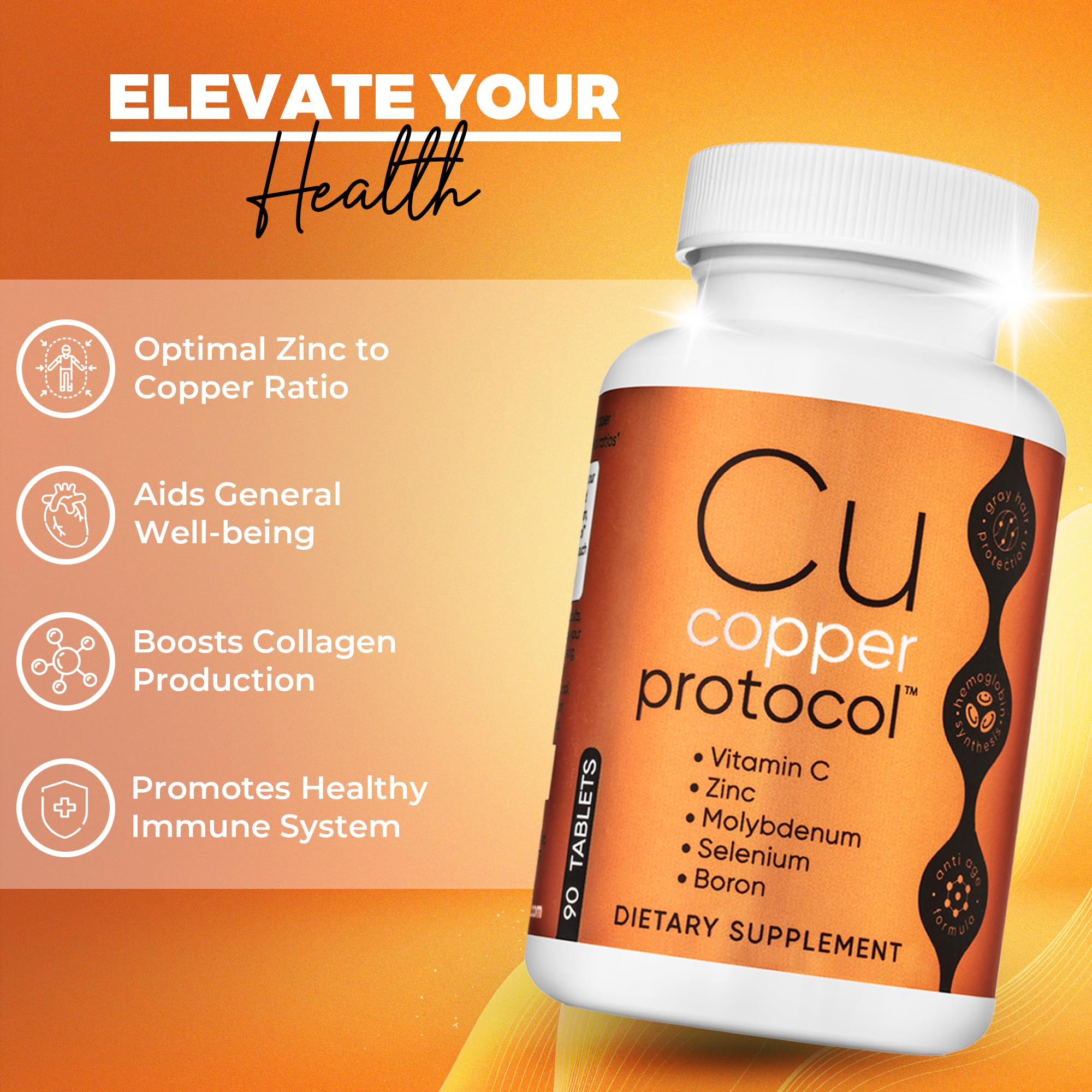 Copper Supplement with Zinc, Selenium, Boron, Molybdenum, and Vitamin C | Copper Protocol for Men & Women | Supports Joint Health | Essential Minerals for Daily Wellness | 90 Tablets