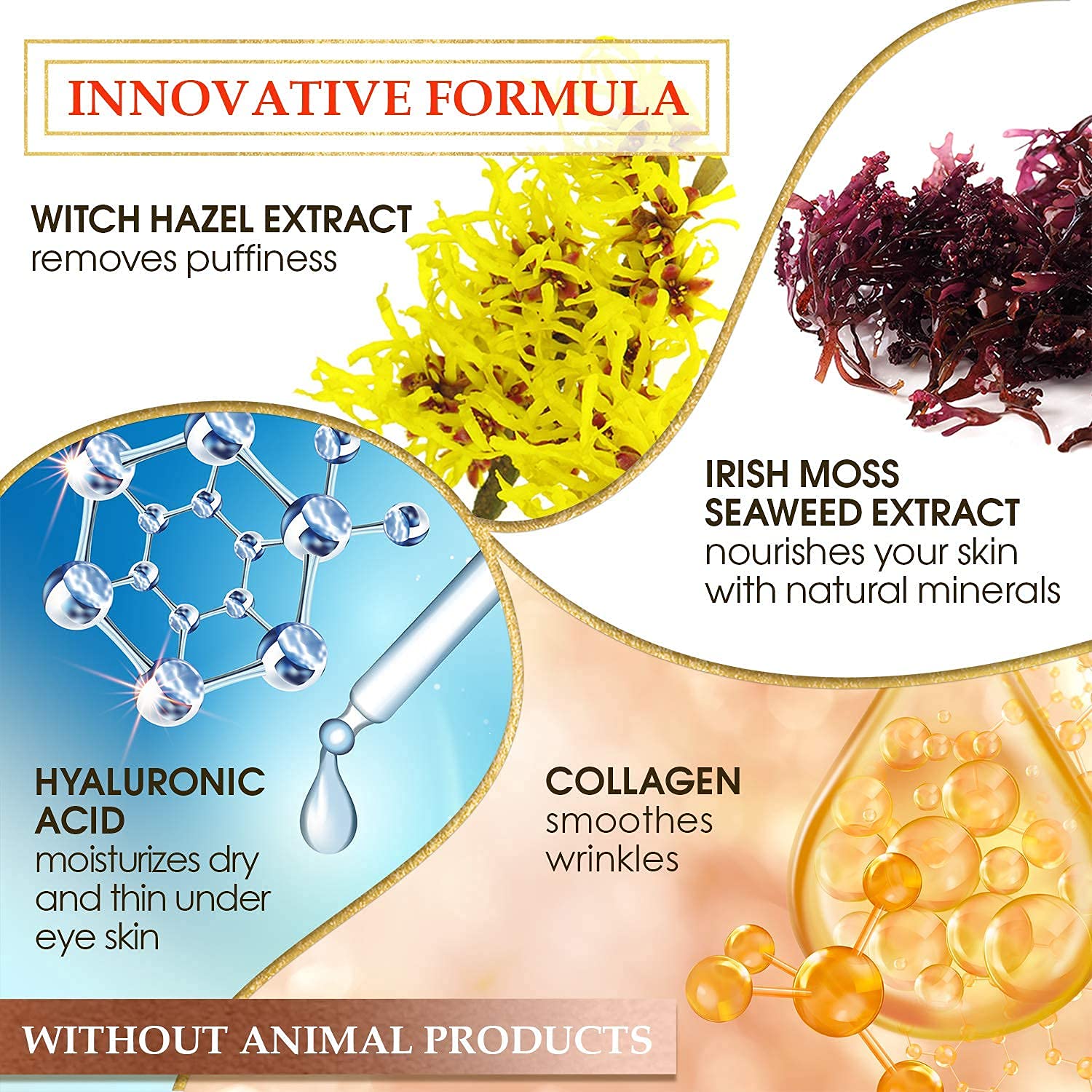 Under Eye Patches for Dark Circles Collagen Eye Mask for Puffy Eyes with Hyaluronic Acid Under Eye Pads for Wrinkles Gold Eye Masks Under Eye Bags Treatment for Men and Women 15pack and Bonus by Cales