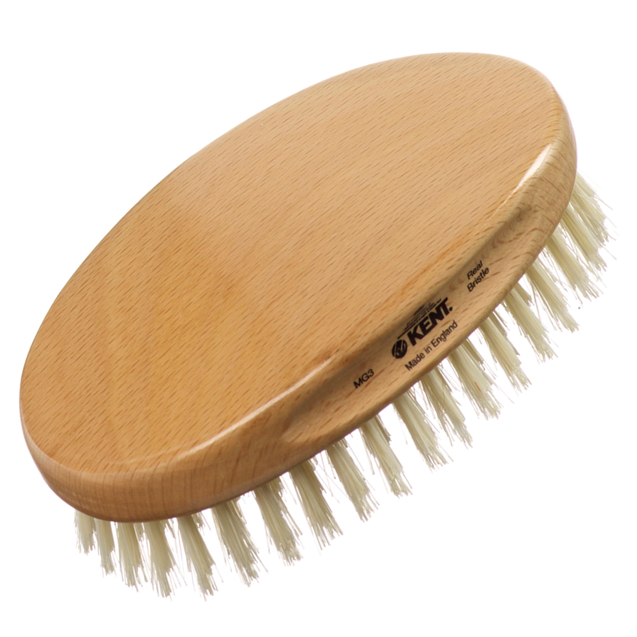 Kent Mg3 Oval Beechwood Black Pure Bristle Luxury Military Brush For Fine & Thinning Hair