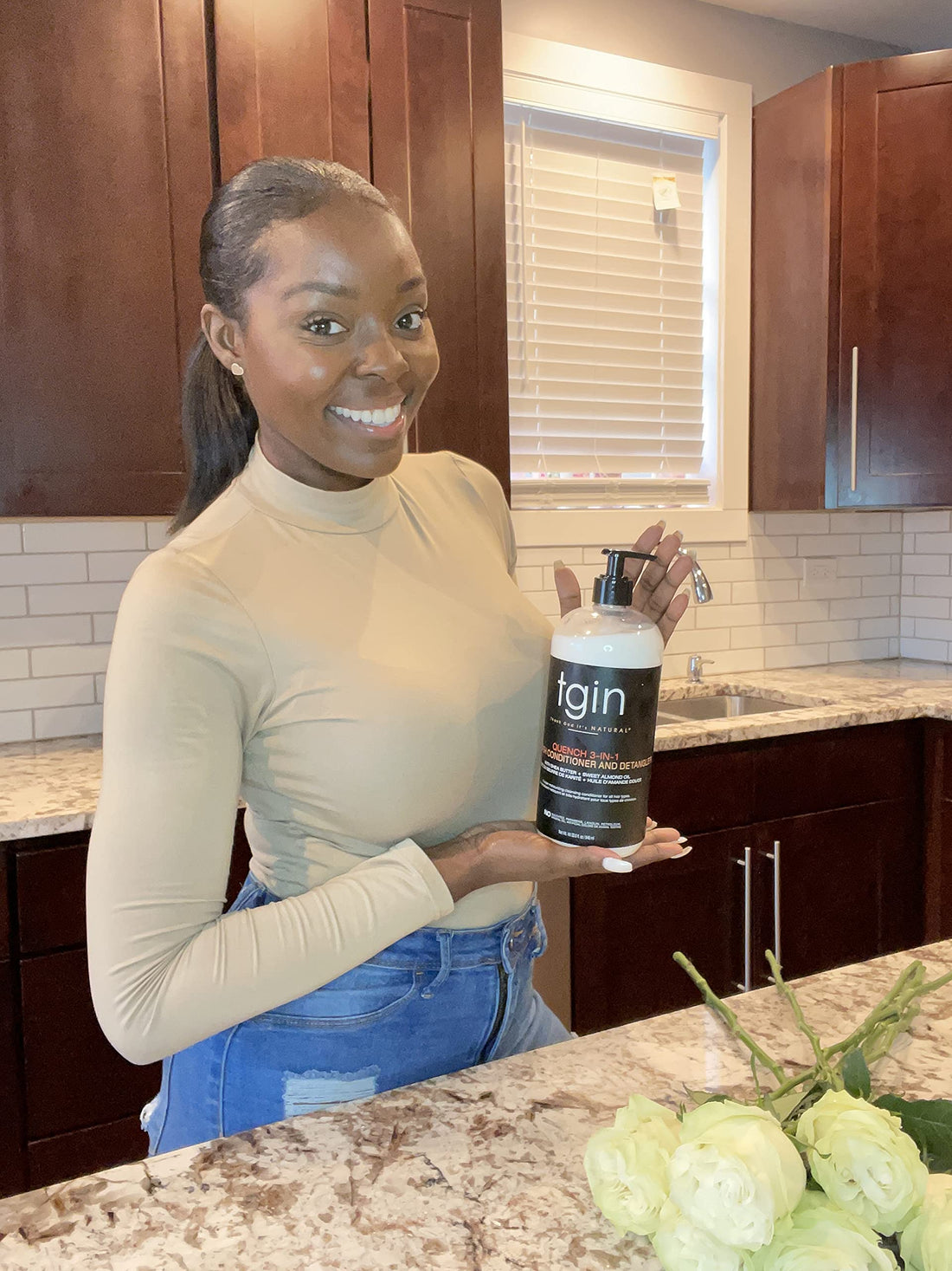 tgin Quench 3-in-1 Co-Wash Conditioner and Detangler for Curly, Coily and Wavy Hair, Rich Moisture for Dry Hair, 13 oz