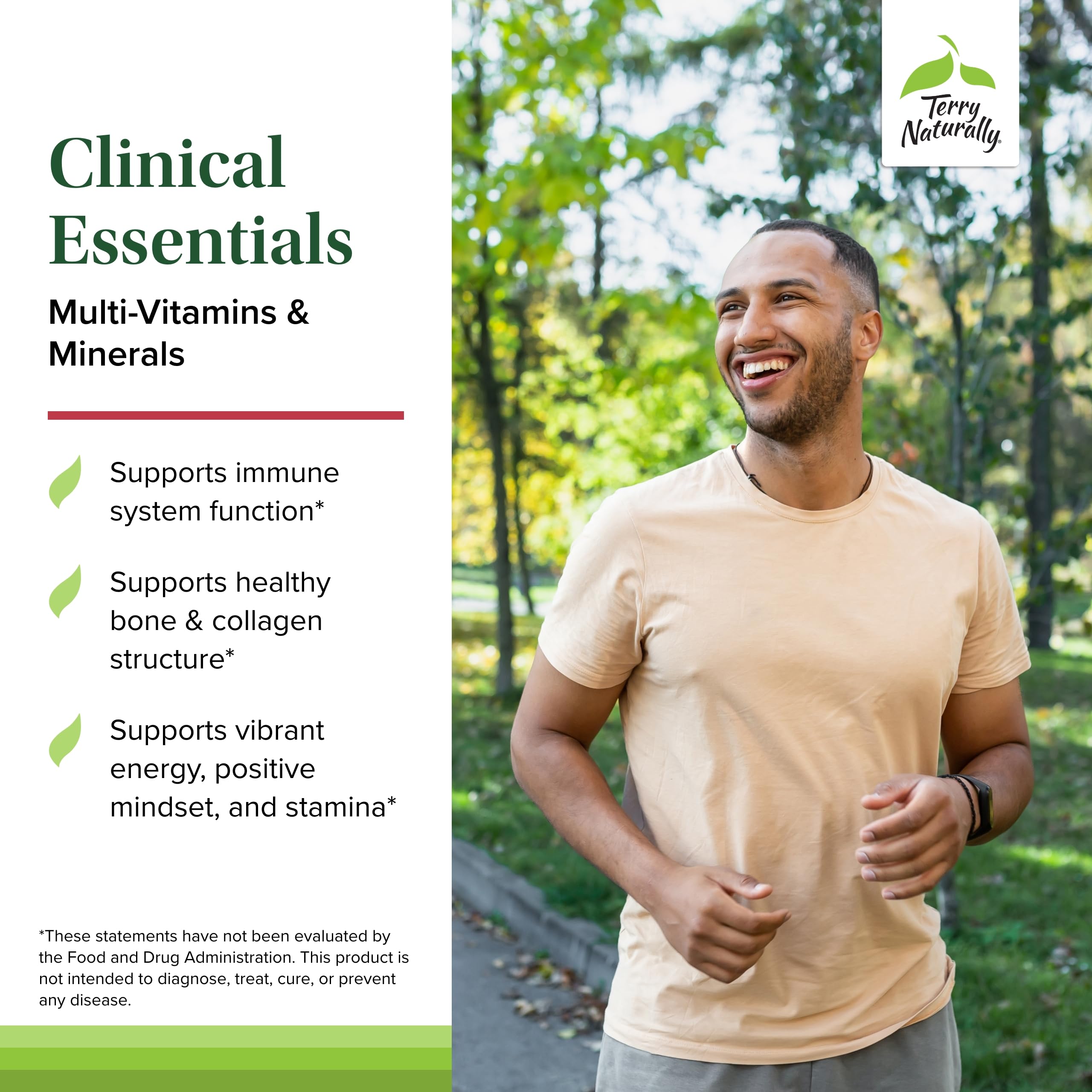 Terry Naturally Clinical Essentials - 60 Tablets - Multivitamin & Mineral Supplement with 30 Premium Nutrients, Gentle On The Stomach, No Vitamin Aftertaste - Non-GMO, Gluten-Free - 30 Servings
