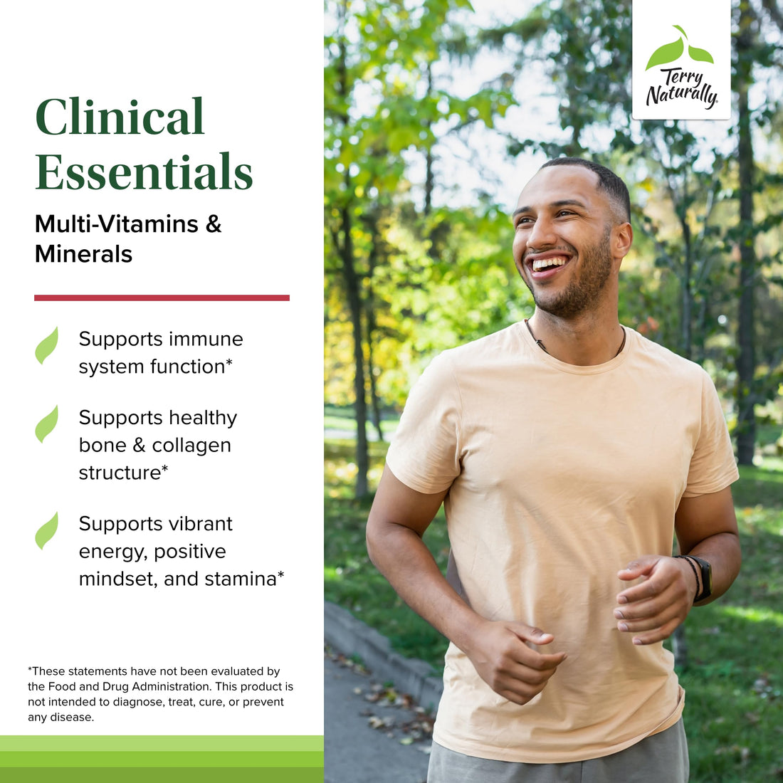 Terry Naturally Clinical Essentials - 60 Tablets - Multivitamin & Mineral Supplement with 30 Premium Nutrients, Gentle On The Stomach, No Vitamin Aftertaste - Non-GMO, Gluten-Free - 30 Servings