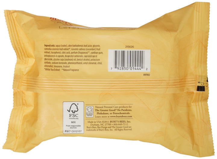 Burt's Bees Sensitive Facial Cleansing Towelettes with White Tea Extract - 30 Count (Pack of 2)