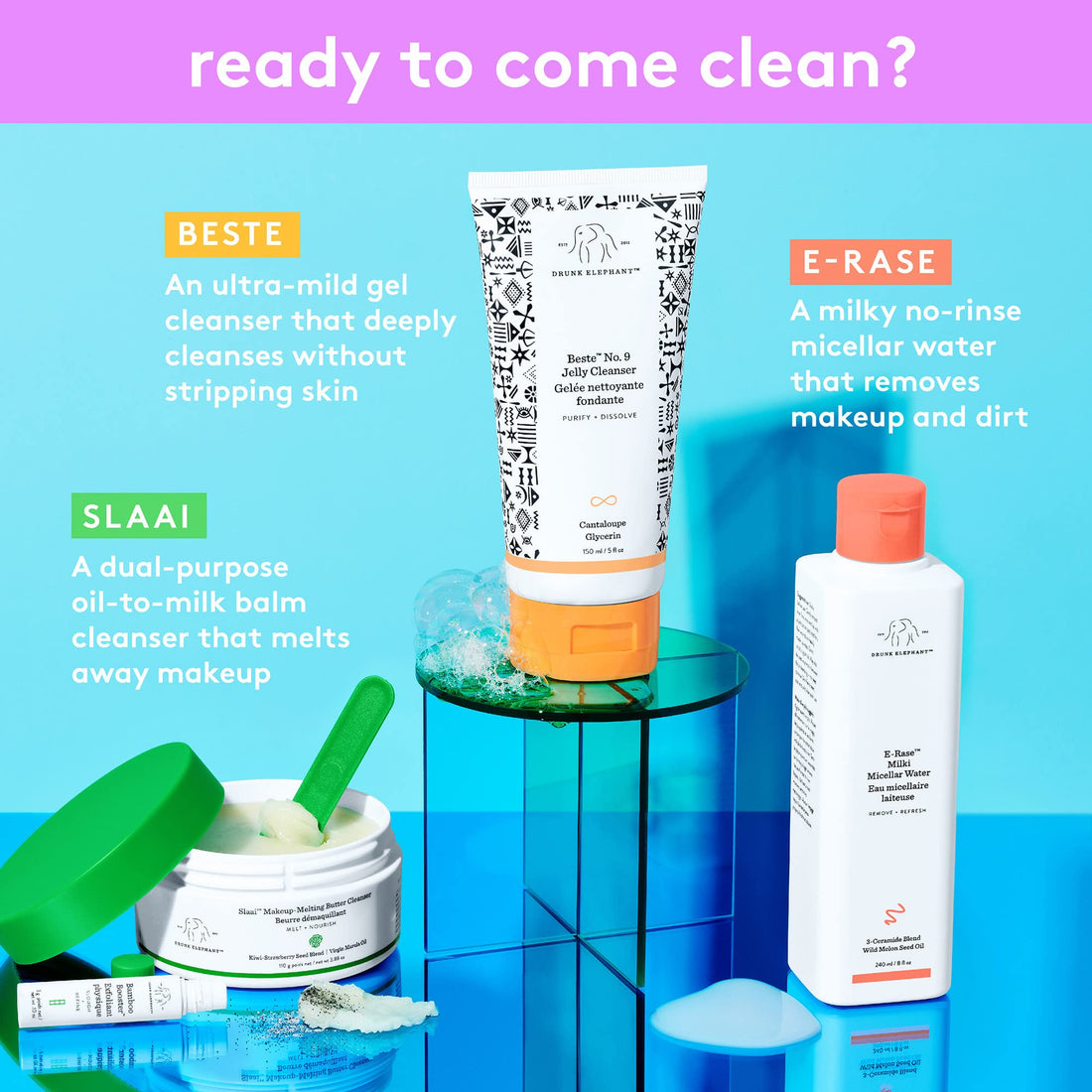 Drunk Elephant Slaai Makeup-Melting Butter Cleanser - 110 g/3.88 oz - Cleansing Balm - Clean Clinical Skincare - Cruelty-Free - Dermatologist-Tested - Free of Essential Oils, Silicones, and Fragrance