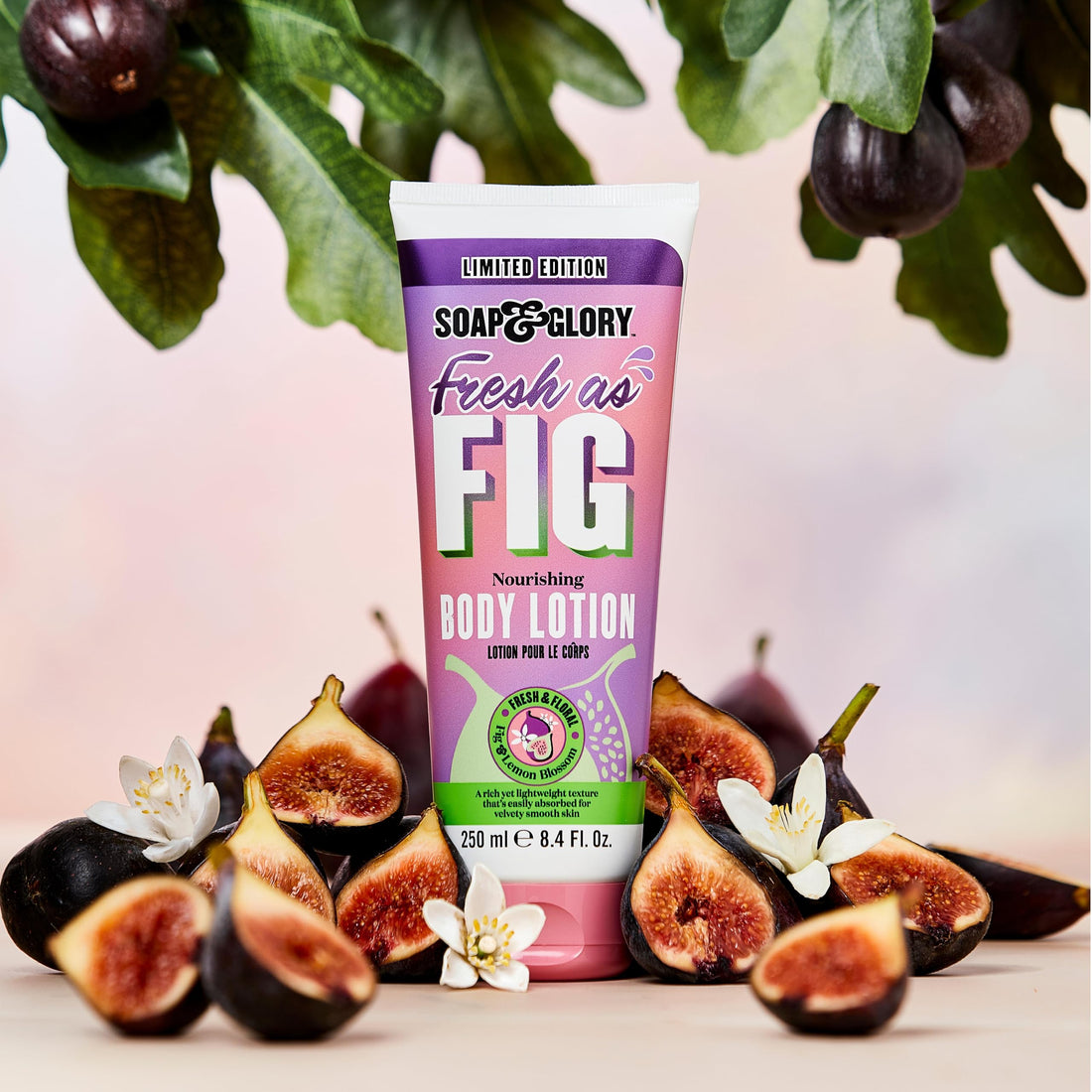 Soap & Glory Fresh as Fig Vegan Body Lotion - Limited Edition Body Lotion for Dry Skin - Made with Almond Oil, Rosehip Seed Oil & Vitamin E - Scented with Fig & Sparkling Lemon Blossom (250 ml)