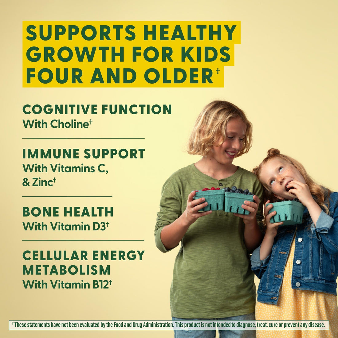 MegaFood Kids Multivitamin Gummies - Kids Vitamins - Age 4+ with Vitamin C, Vitamin D, Zinc, Choline, and Real Fruit - Brain & Immune Support - Berrylicious Flavor - 60 Gummies (30 Servings)