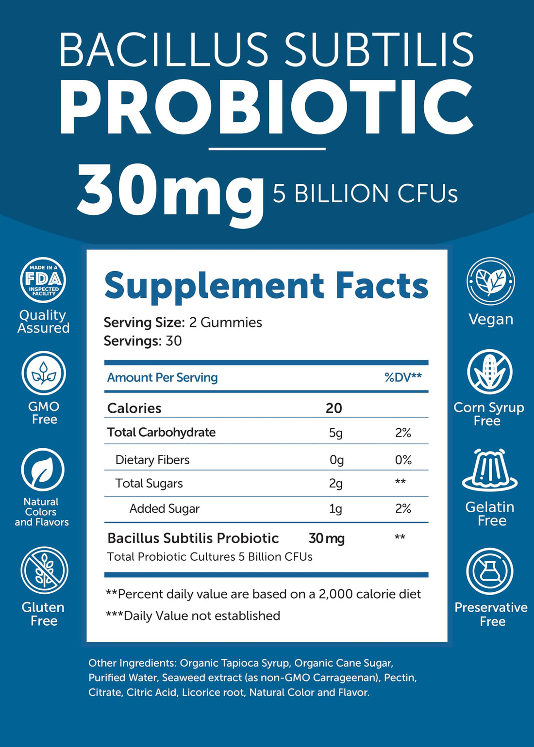 Lunakai USA Made Probiotic Gummies - 5 Billion CFUs, Vegan, Non-GMO, Gluten-Free - Digestive & Immune Support for Women & Men - 60 Chewable Gummies