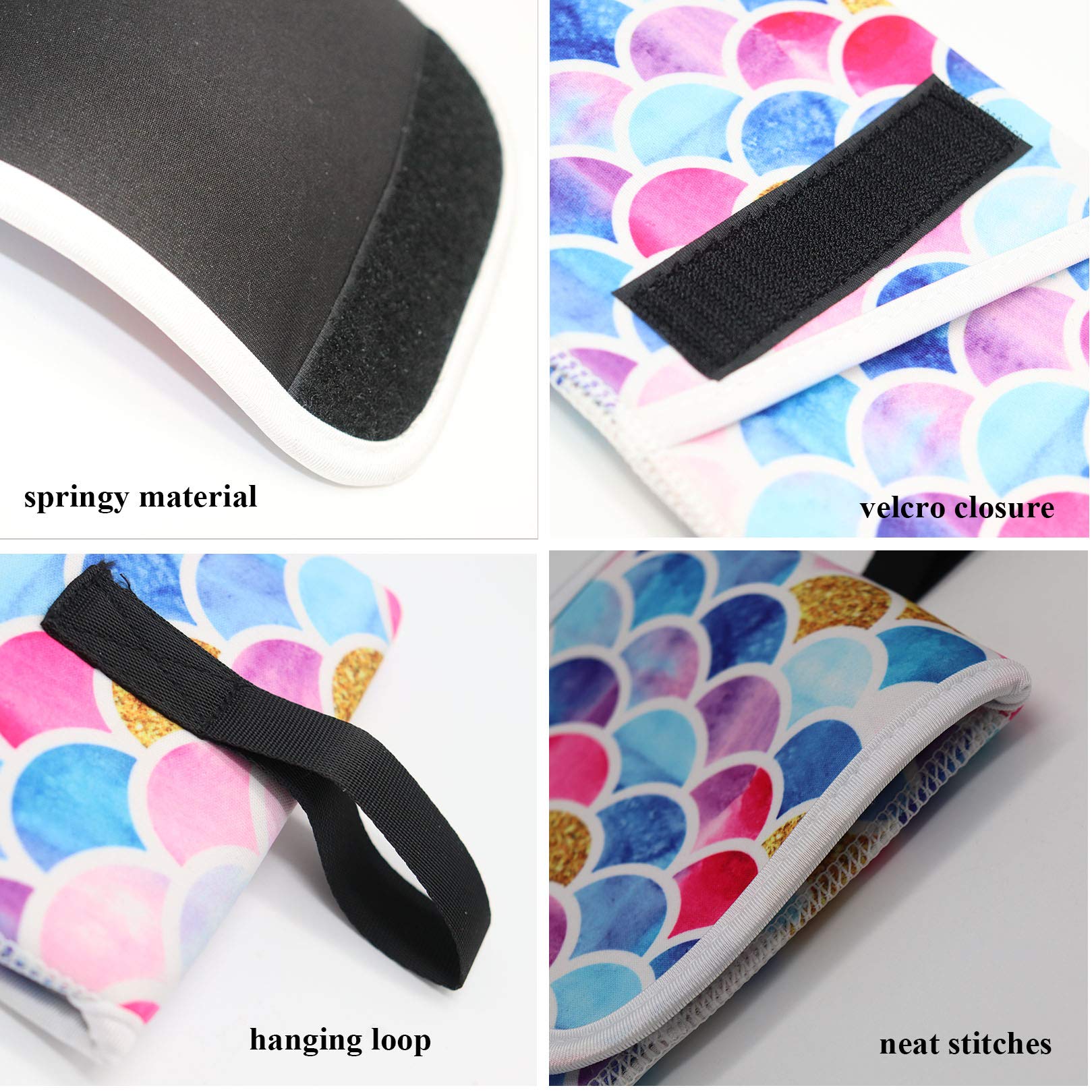 Heat Resistant Neoprene Silicone Travel Hair Curler Mat Holder and Curling Flat Iron Storage Pouch Set, Mermaid