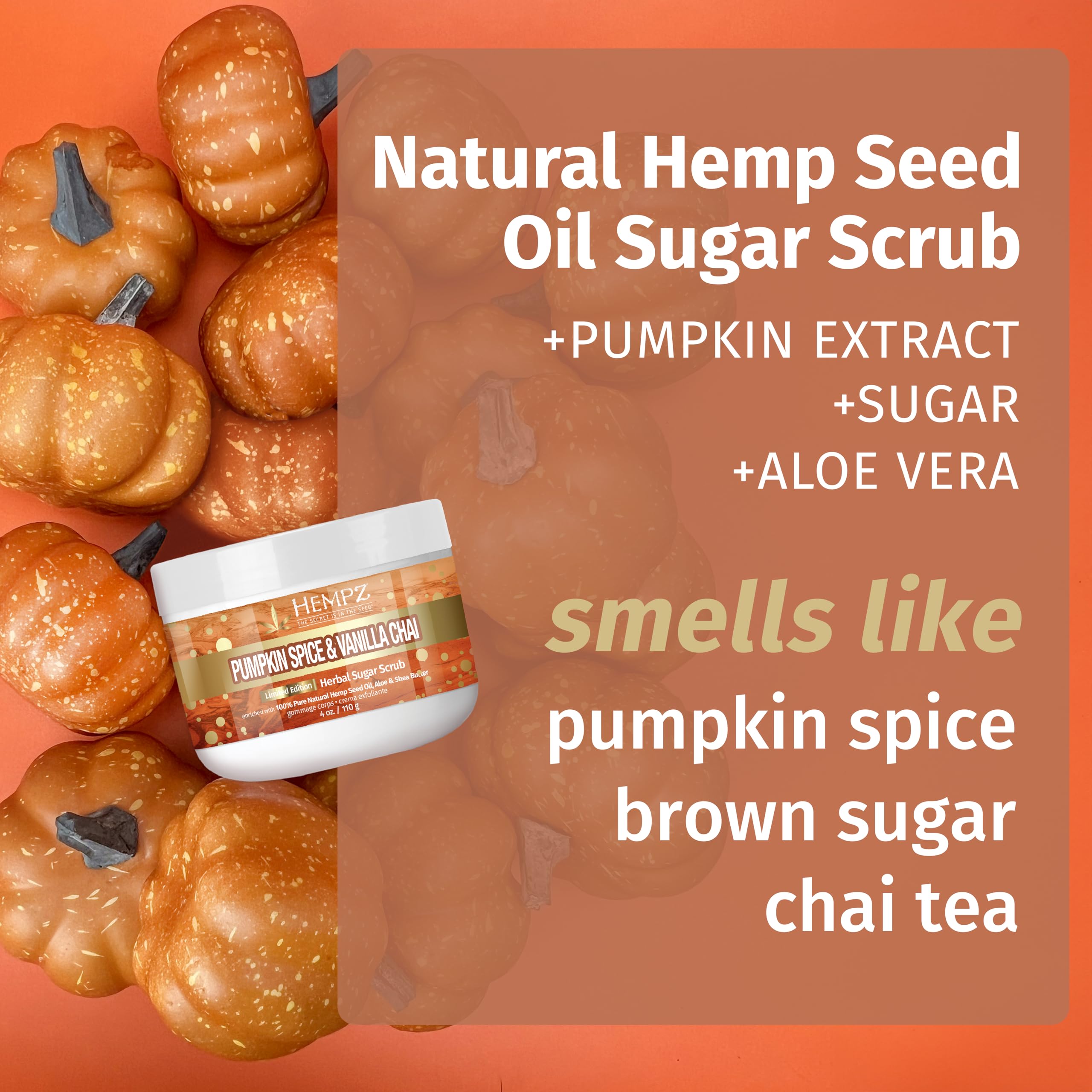 Hempz Limited Edition Pumpkin Spice & Vanilla Chai Sugar Body Scrub 4 oz