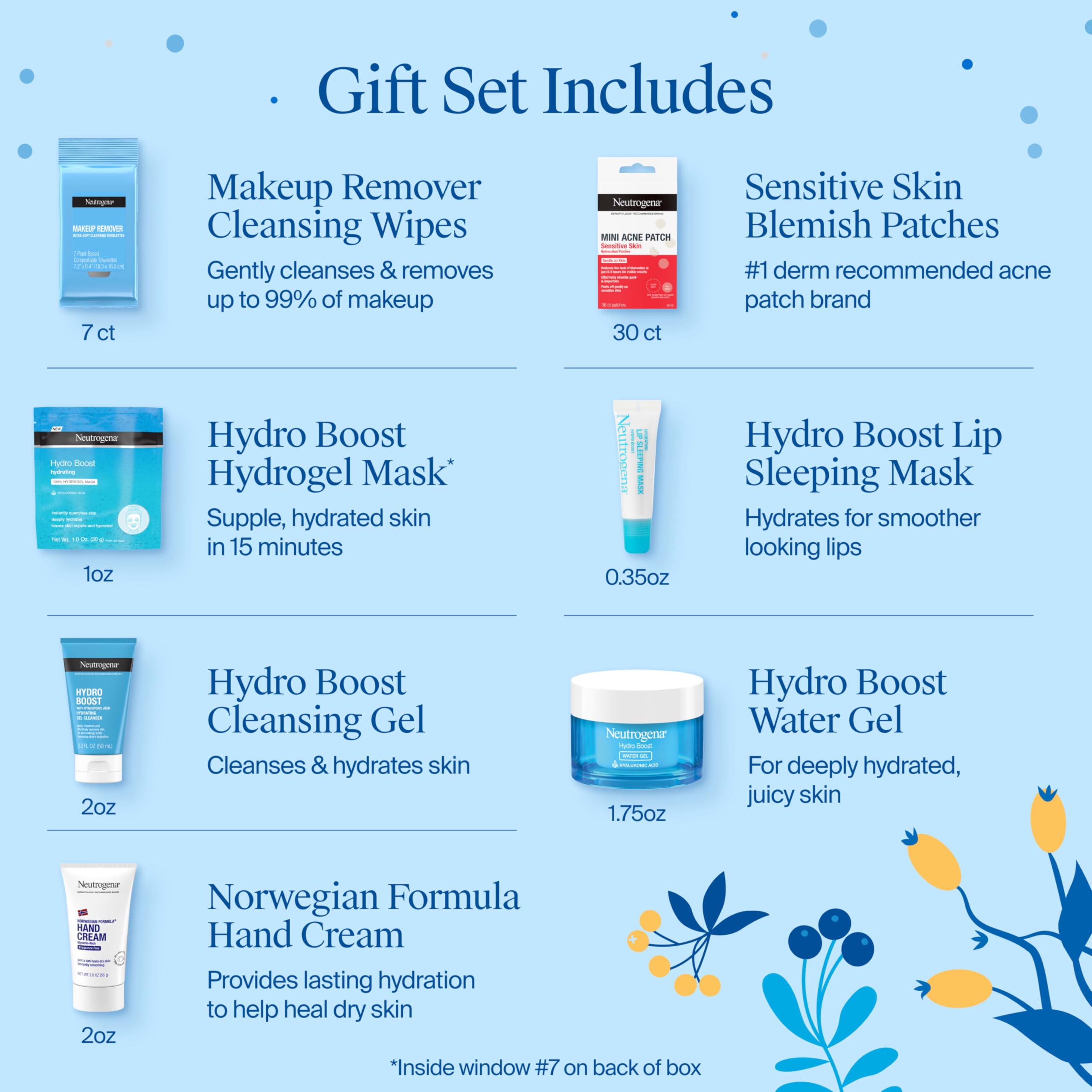 Neutrogena 7 Days of Skincare Set ($56.00 Value), Daily Skin Care Essentials – Face Wash, Facial Moisturizer, Makeup Remover Wipes, Pimple Patches & More, 7 Full & Travel Size Toiletries