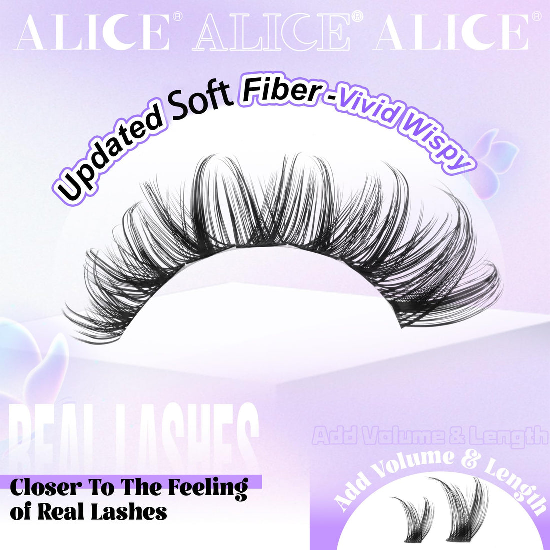 ALICE Lash Clusters Wispy Eyelash Clusters 168pcs 10-18mm Cluster Eyelash Extensions Natural Volume Lash Extensions DIY Individual Lashes Clusters with Soft Thin Band