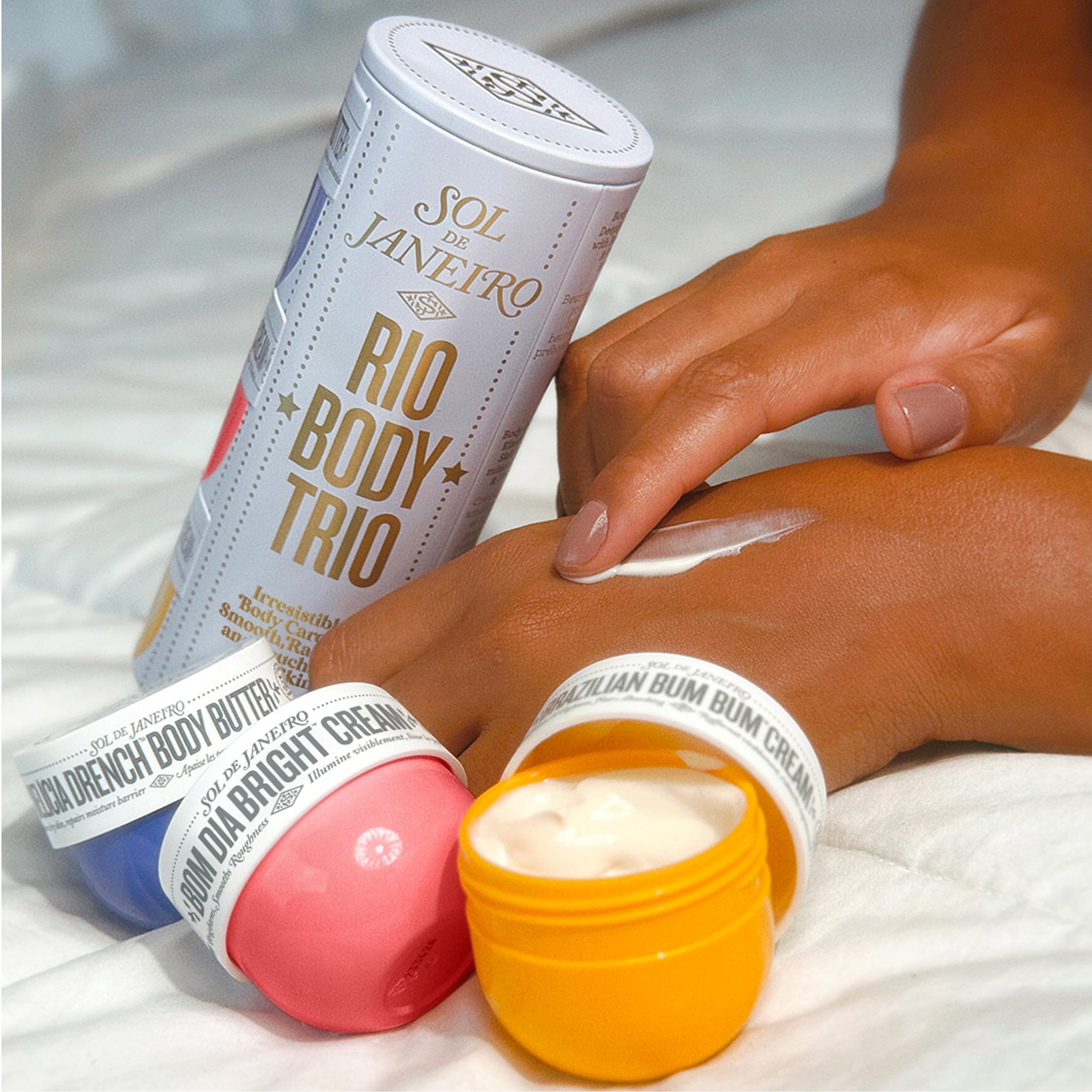 SOL DE JANEIRO Rio Trio Mini Vanilla Body Cream Discovery Set - Brazilian Bum Bum Cream, Delicia Drench Body Butter, Bom Dia Bright 50 ml - Amazon Exclusive Trial Set ($48 value)