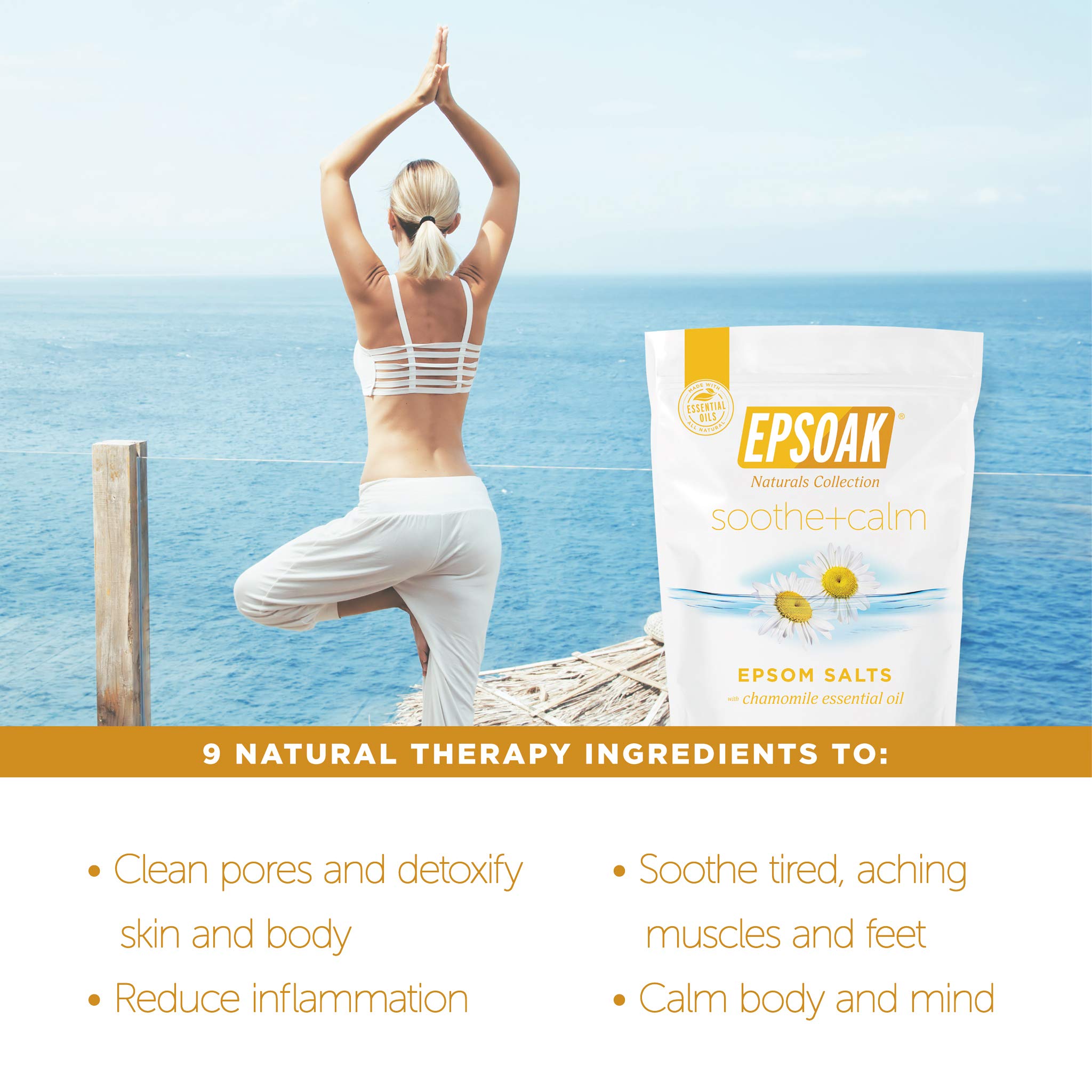 Epsoak Epsom Salt | 2 lb. Soothe + Calm - For Bath, Spa, Shower & Feet (Everyday Epsom Salts) : Soothe + Calm - 2 lb. Bag