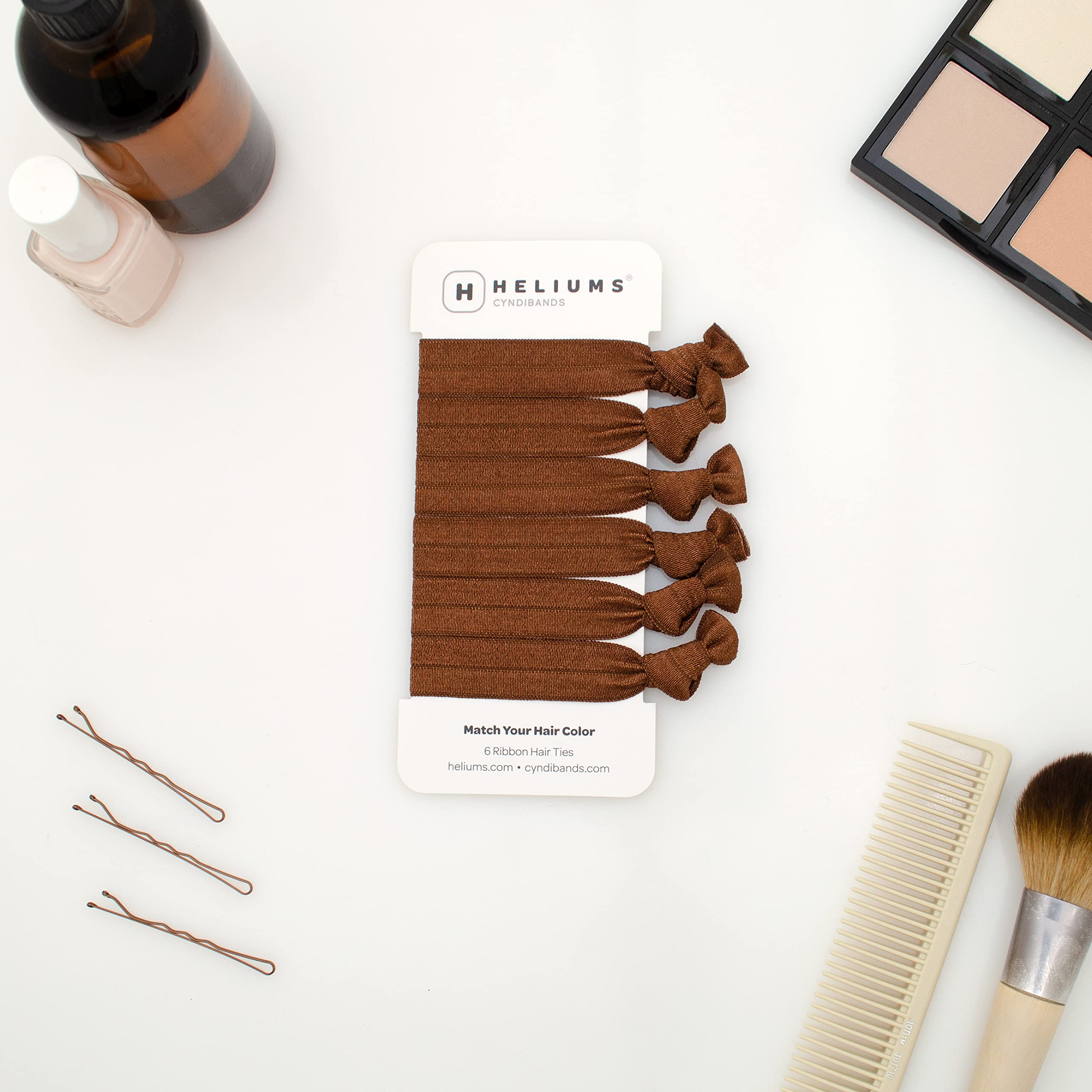 6 Medium Brown (Chocolate) : Cyndibands Knotted Less Crease Ribbon Gentle Elastic Hair Ties 6-Pack - Medium Brown (Chocolate)