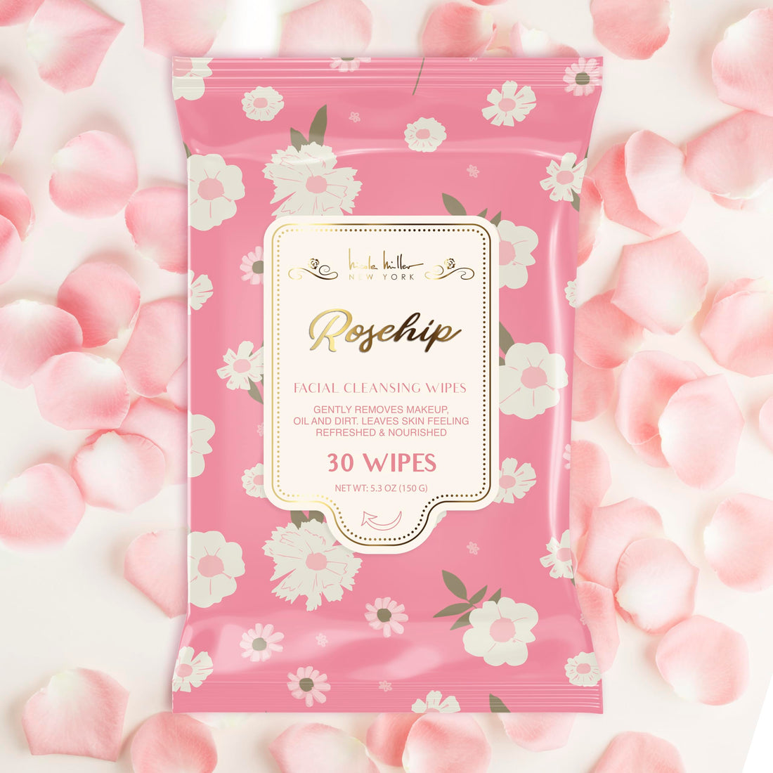 Nicole Miller Pack Facial Cleansing Wipes, Facial Cleansing Cloths, Removes Makeup, Mascara, Dirt and Oil, Rosehip, Coconut, Vanilla Mint, Wild Berries