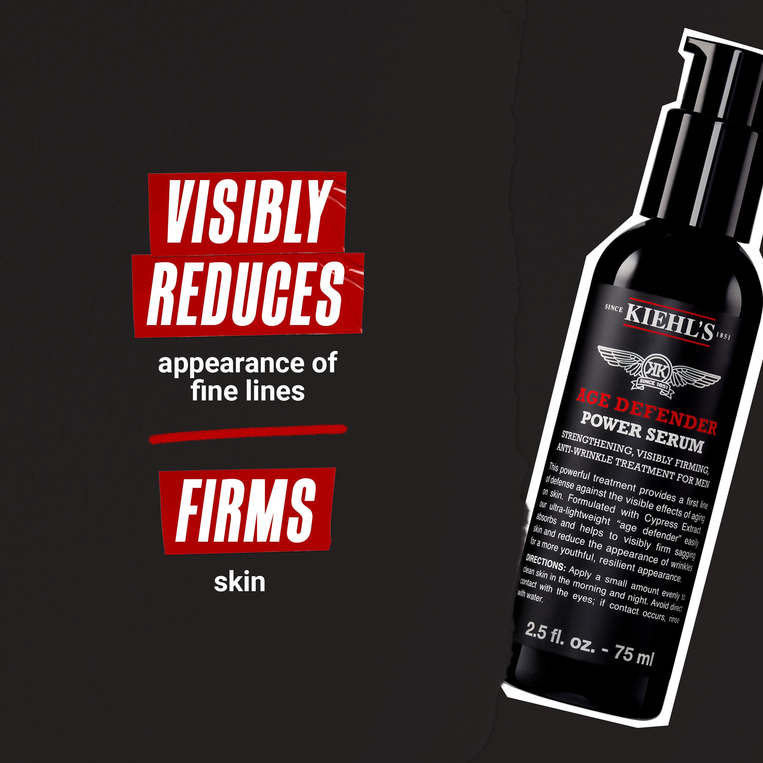 Kiehl'S Age Defender Power Serum Strengthening, Visibly Firming, Anti-Wrinkle Treatment For Men ( 214986 )