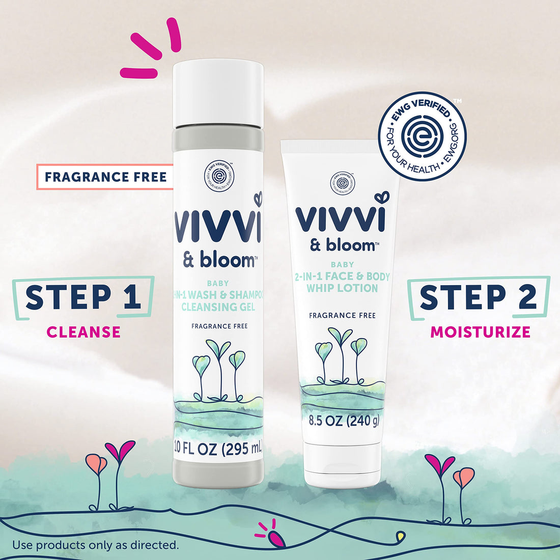VIVVI & BLOOM 2-in-1 Baby Lotion, Face and Body, for Delicate & Sensitive Baby Skin, Hypoallergenic Lotion, Fragrance Free, 8.5 oz (Pack of 1)