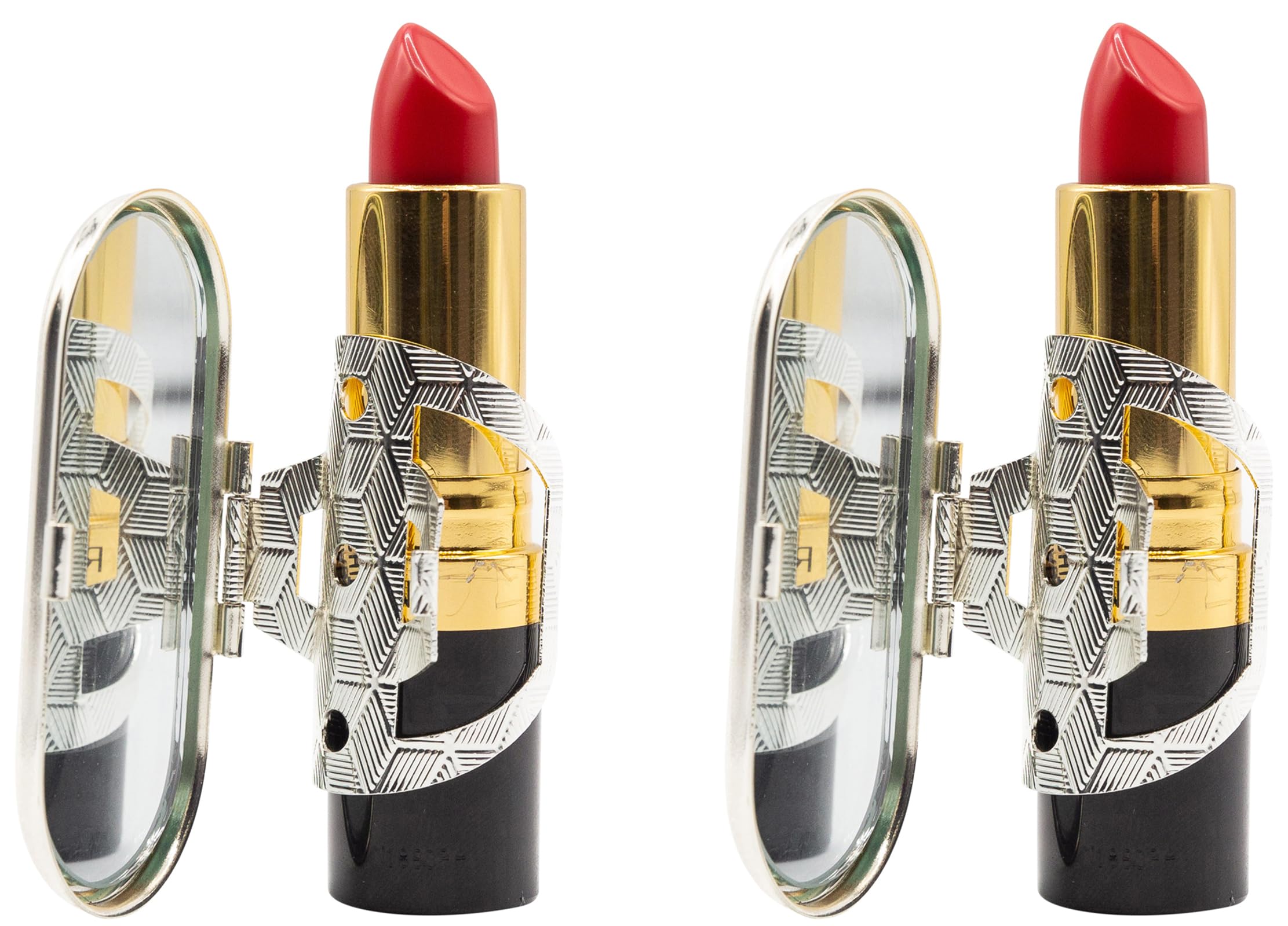 Stephanie Imports Set of 2 Clip-On Round Lipstick Mirrors (Retro Squares)