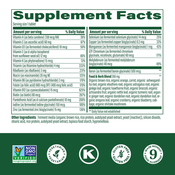 MegaFood Men's 40+ One Daily Multivitamin for Men with Vitamin B, Vitamin D3, Selenium, Zinc & Real Food - Immune Support, Energy Metabolism, and Muscle & Bone Health – Non GMO; Vegetarian - 30 Tabs