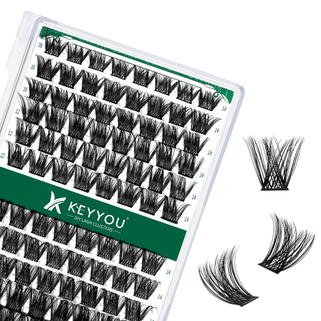 Lash Clusters 96pcs Individual Lashes Y01 C Curl 14mm Eyelash Clusters KEYYOU Volume Wispy Lash Extension Soft&Comfortable Easy DIY at Home(Y01,C-14mm)