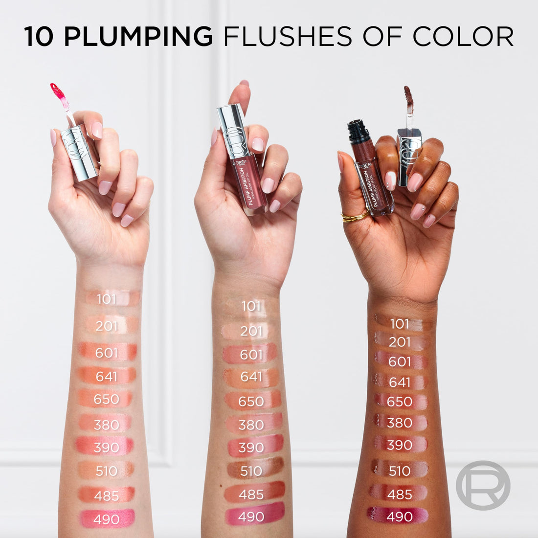 L'Oreal Paris Plump Ambition Hyaluron Lip Oil, 24 HR Lip Gloss with Hyaluronic Acid, Volumizing Formula with Glass-Like Shine, Nude Macaron 650, 0.16 Fl Oz