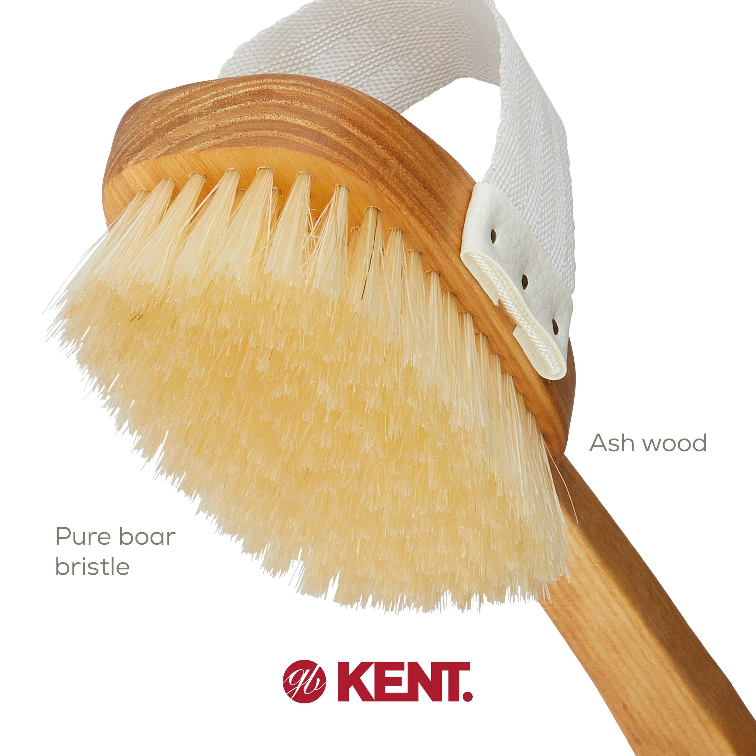 Kent FD3 Pure Beechwood Natural Bristle Detachable Head Bath & Body Brush