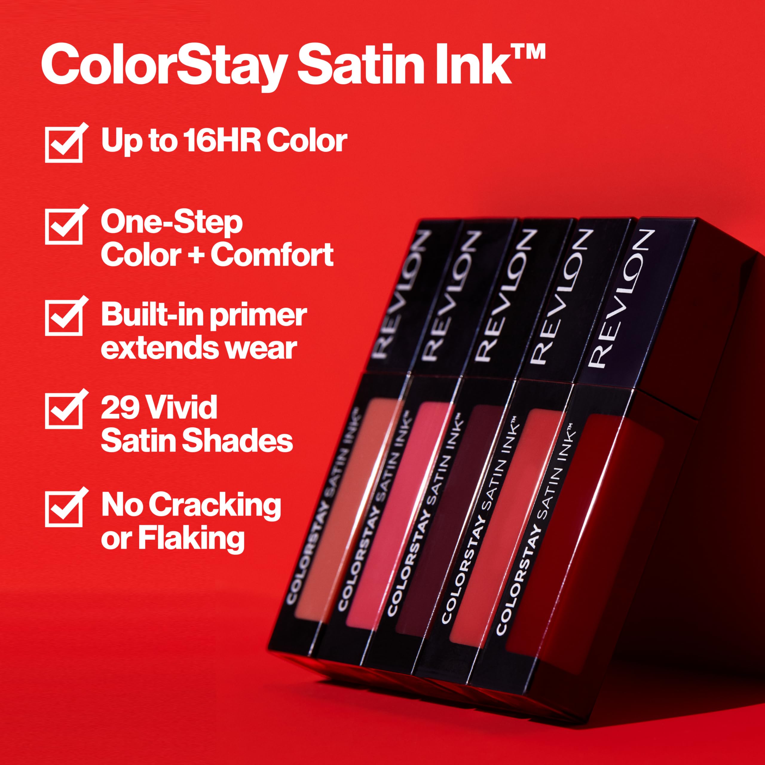 Revlon ColorStay Satin Ink Liquid Lipstick, Longwear Rich Lip Colors, Formulated with Black Currant Seed Oil, 018 Fired Up, 0.17 fl. oz.