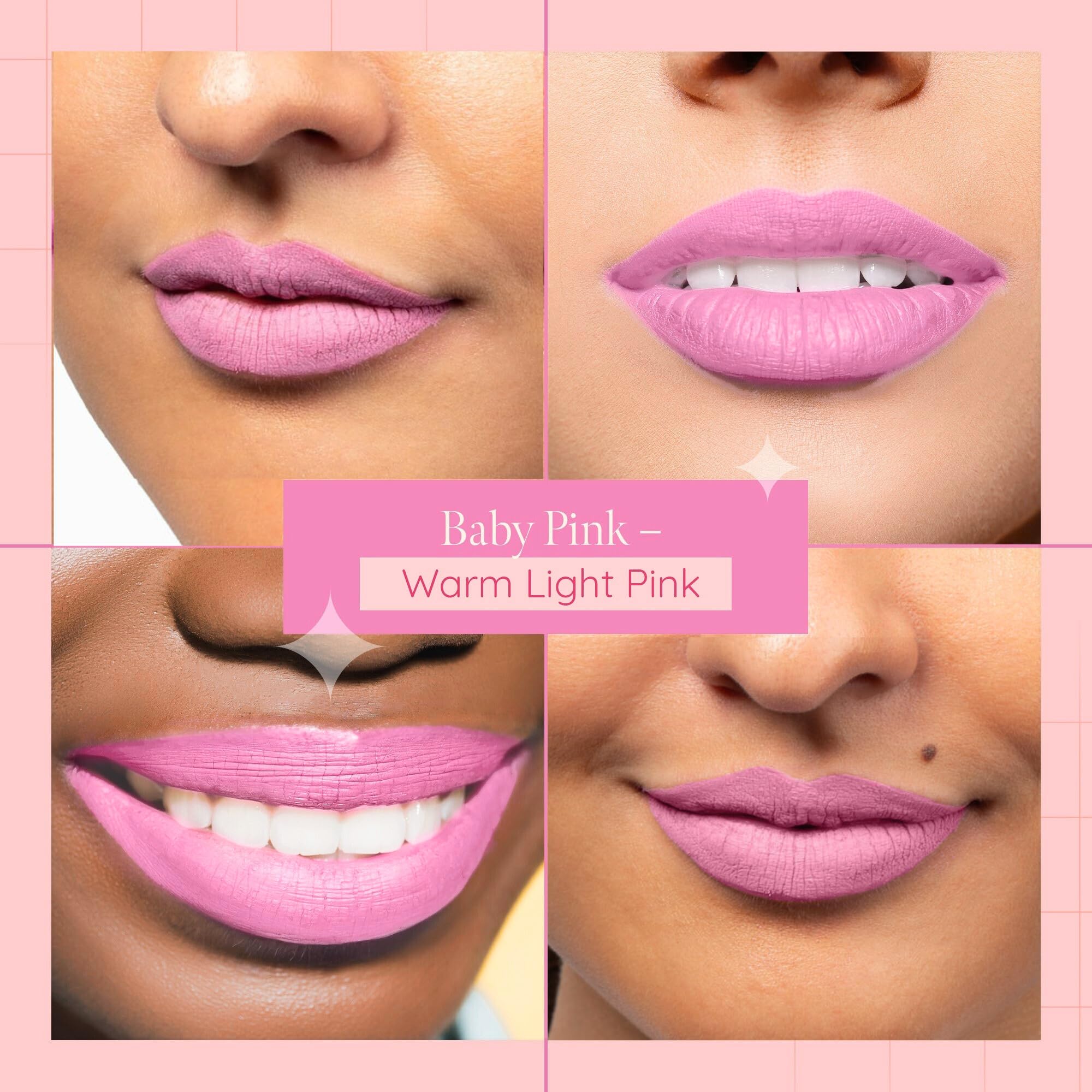 Aromi Baby Pink Matte Liquid Lipstick, Long-lasting, Light Pink Lip Color, Smudge Proof, Waterproof, Vegan and Cruelty-free Makeup, Gluten Free, Handmade