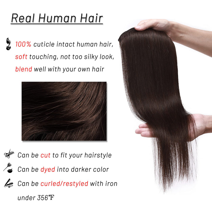 S-noilite Clip in Human Hair Extension 8Inch 18 Clips Short Clip in Hairpieces 45g 8 Pieces Thin Remy Hair For Women With Thin Hair Add Hair Volume Dark Brown