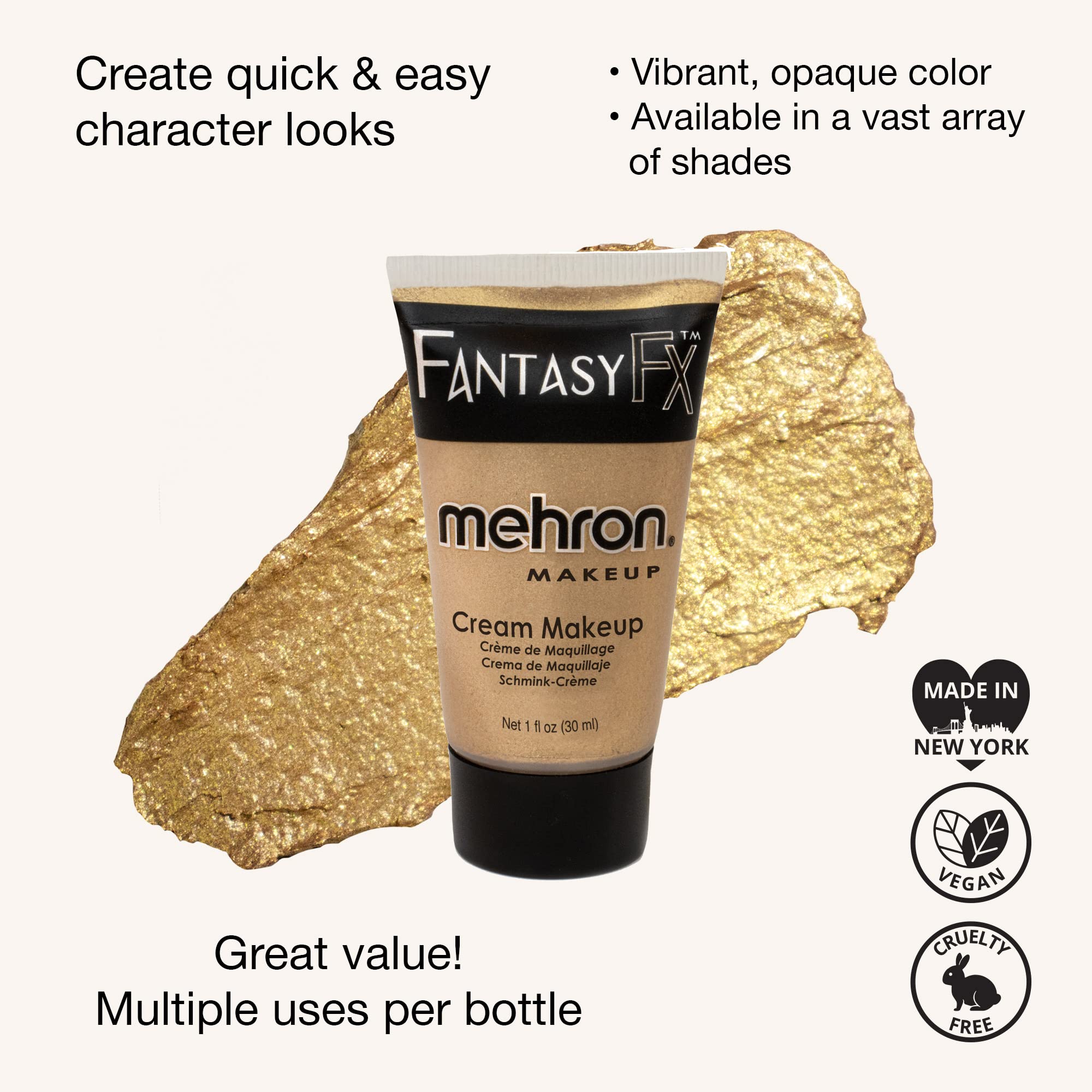Mehron Makeup Fantasy F/X Water Based Face & Body Paint (1 oz) (GOLD)