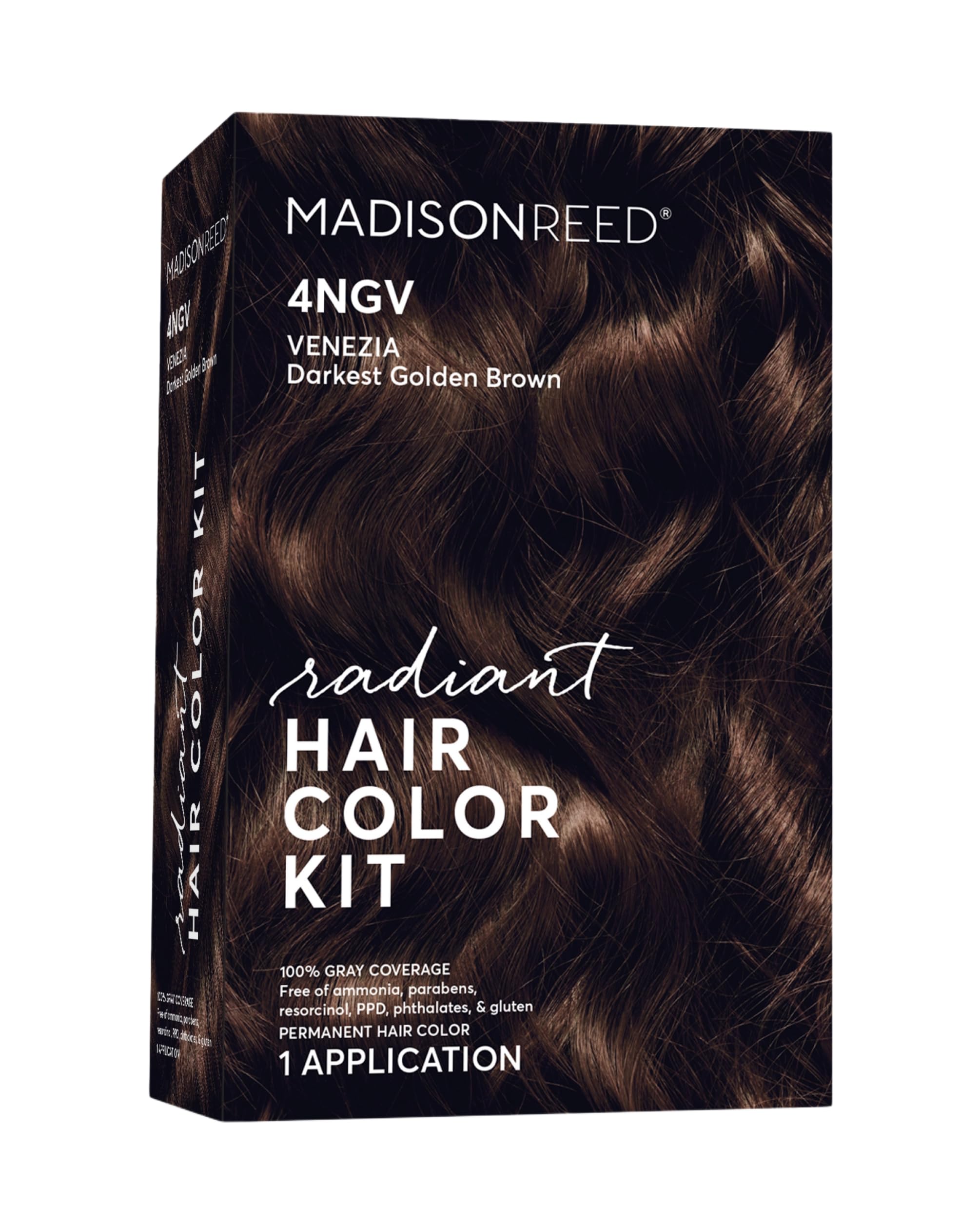 Madison Reed Radiant Hair Color Kit, Darkest Golden Brown for 100% Gray Coverage, Ammonia-Free, 4NGV Venezia Brown, Permanent Hair Dye, Pack of 1