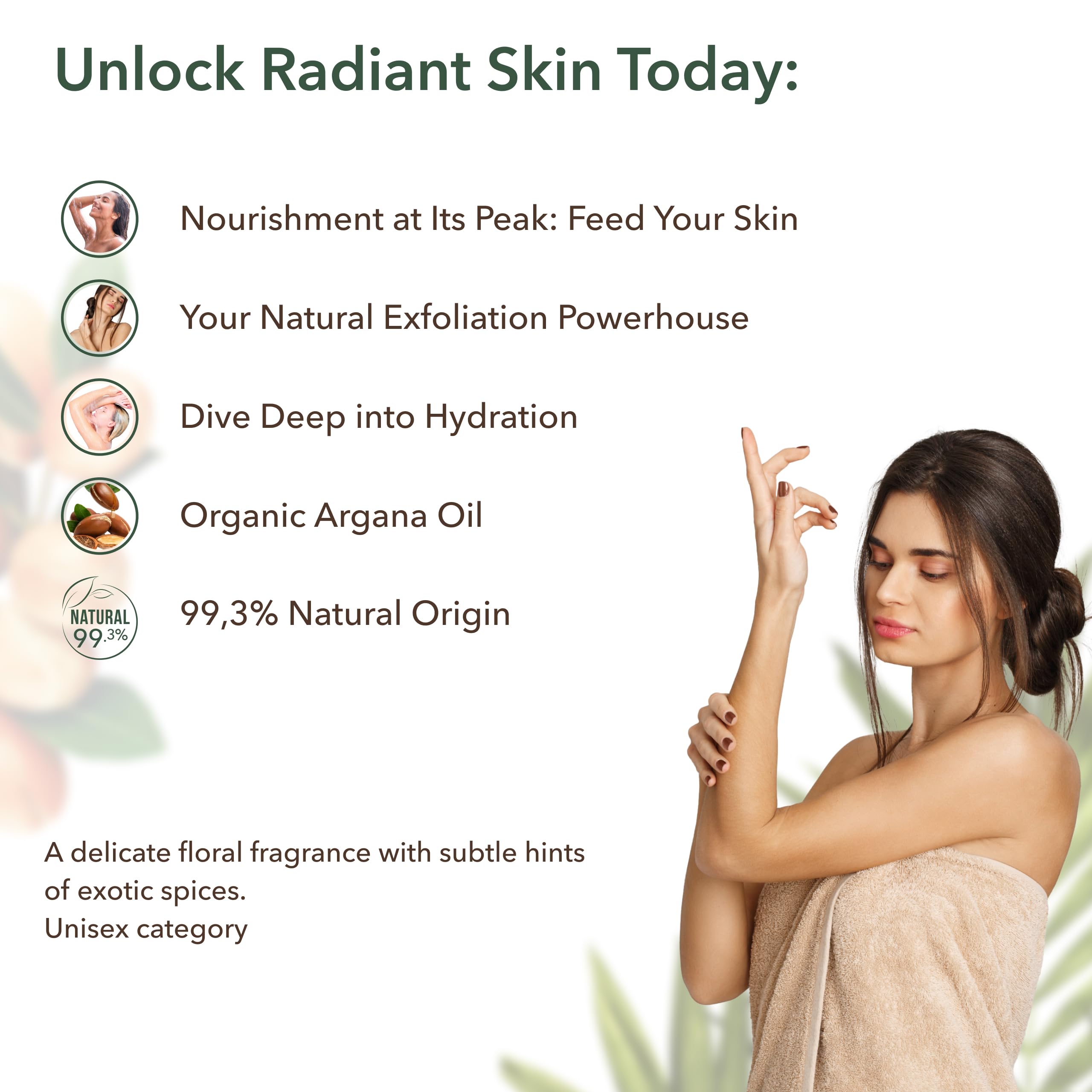 Body Scrub with Organic Argan Oil – Deep Reviving Salt Exfoliating Body Scrub for Women & Men, 99.3% Natural, Vegan, Gentle Hydrating Scrub for Smooth Skin, 8.5 Fl Oz - ECOLATIER