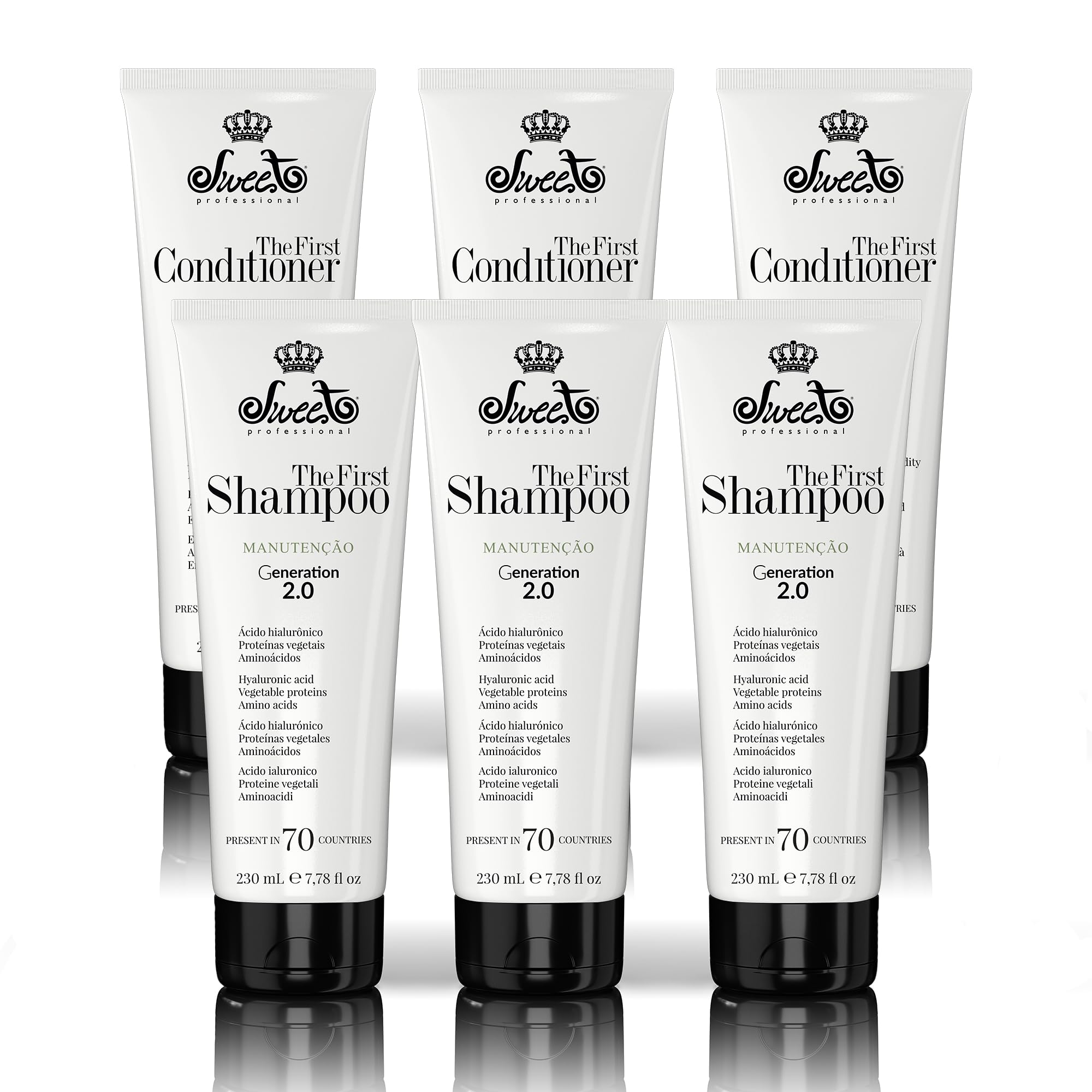 Shampoo & Ultra Conditioner Set – Hair Straightener Treatment, Hydration Maintenance - Anti-Frizz For All Hair Types - 230ml/7.78floz & 230g/8.11oz - Pack of 6 - Sweet Pro