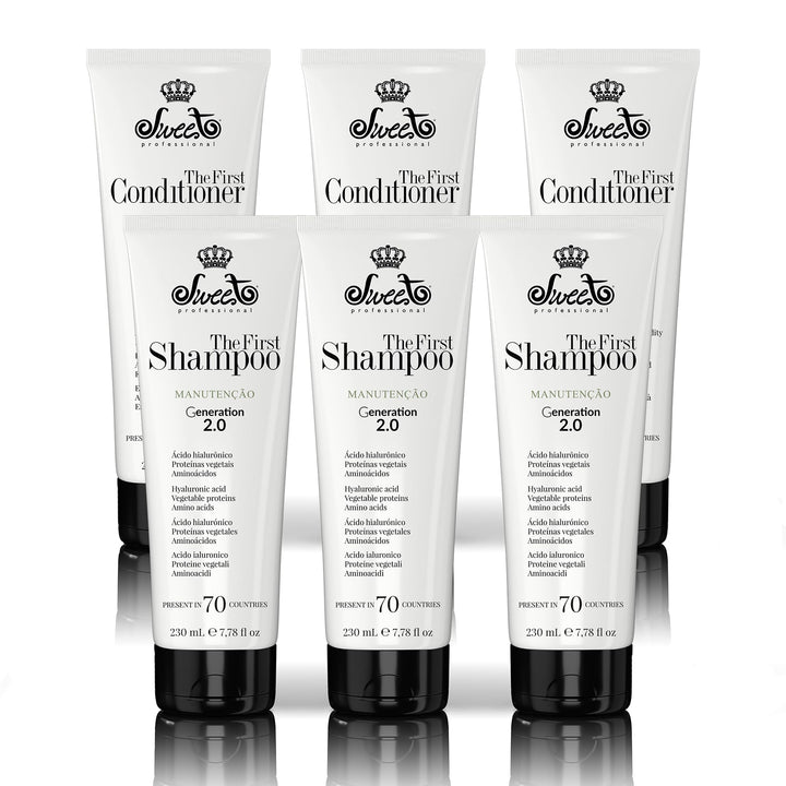 Shampoo & Ultra Conditioner Set – Hair Straightener Treatment, Hydration Maintenance - Anti-Frizz For All Hair Types - 230ml/7.78floz & 230g/8.11oz - Pack of 6 - Sweet Pro