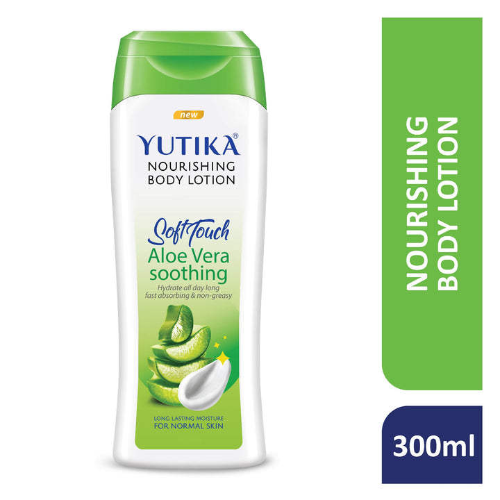 Yutika SoftTouch Nourishing Body Lotion For Women And Men, All Day Long Lasting, Non Greasy, Fast Absorbing Lotion for Dry & Normal Skin (Aloe Vera, 10.14 Fl Oz)