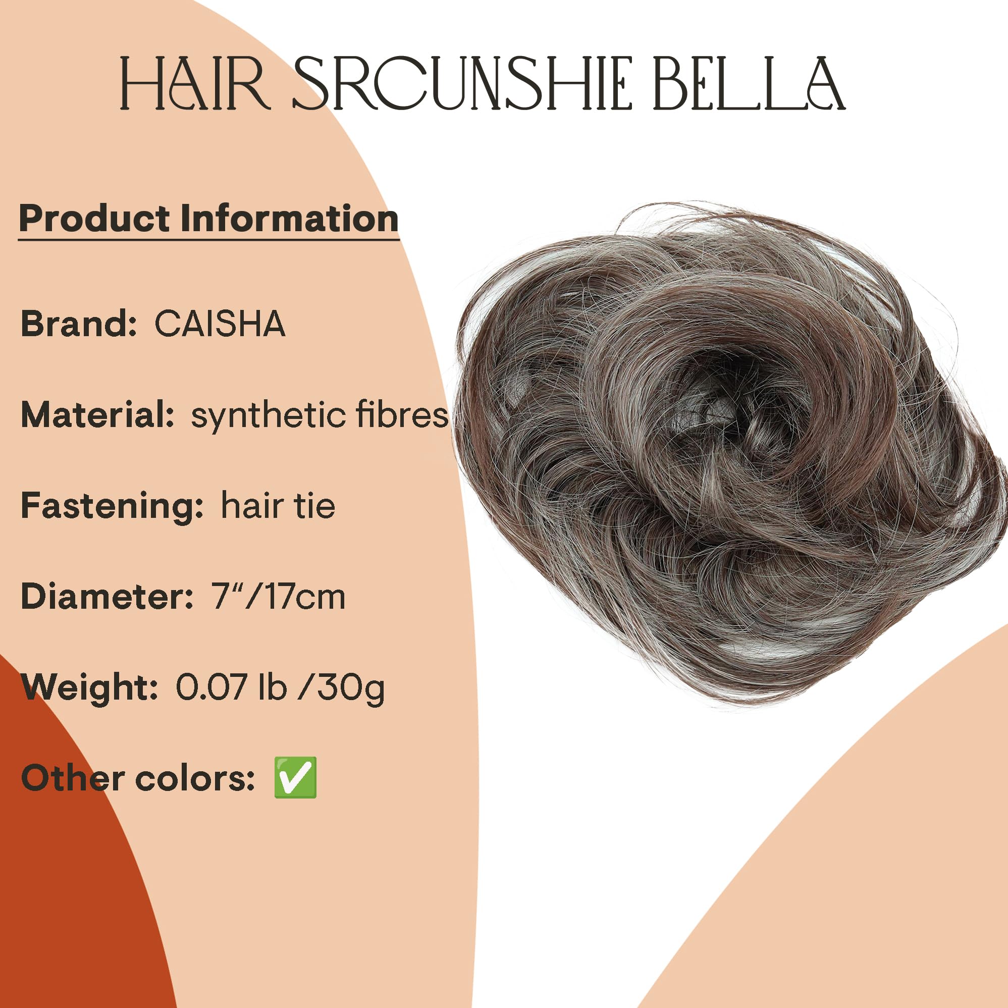 grey brown mix 101T30 : PRETTYSHOP Scrunchie Bun Up Do Hair piece Hair Ribbon Ponytail Extensions Wavy Curly or Messy Various Colors(grey brown mix 101T30)