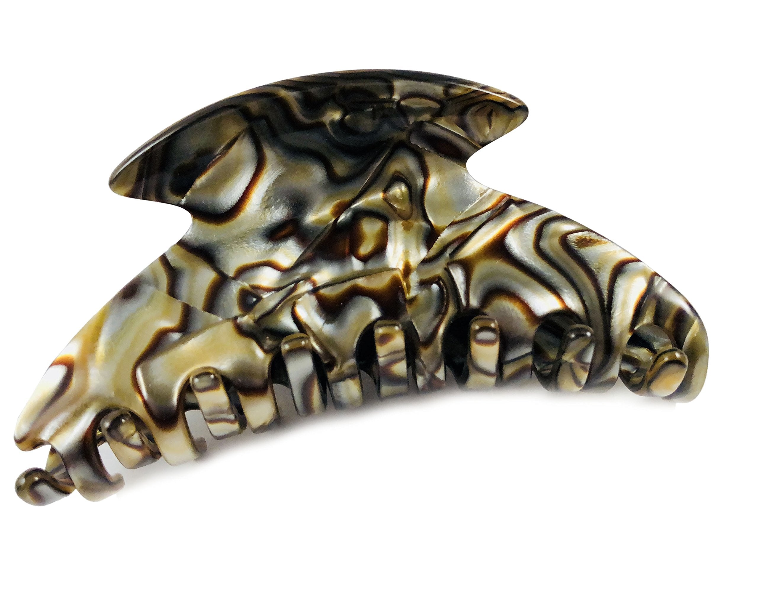 French Amie Smooth Onyx Silver Grey Medium Handmade Celluloid Jaw Hair Claw Clip Clamp Clutcher