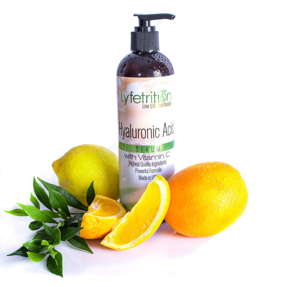 Lyfetrition ââ‚¬â€œ 12 oz large bottle - Hyaluronic Acid Serum with Vitamin C for Face ââ‚¬â€œ Deeply Moisturizing, Anti Aging, Vegan Collagen Boost, Hyaluronic Skin Serum ââ‚¬â€œ Nourishes Skin
