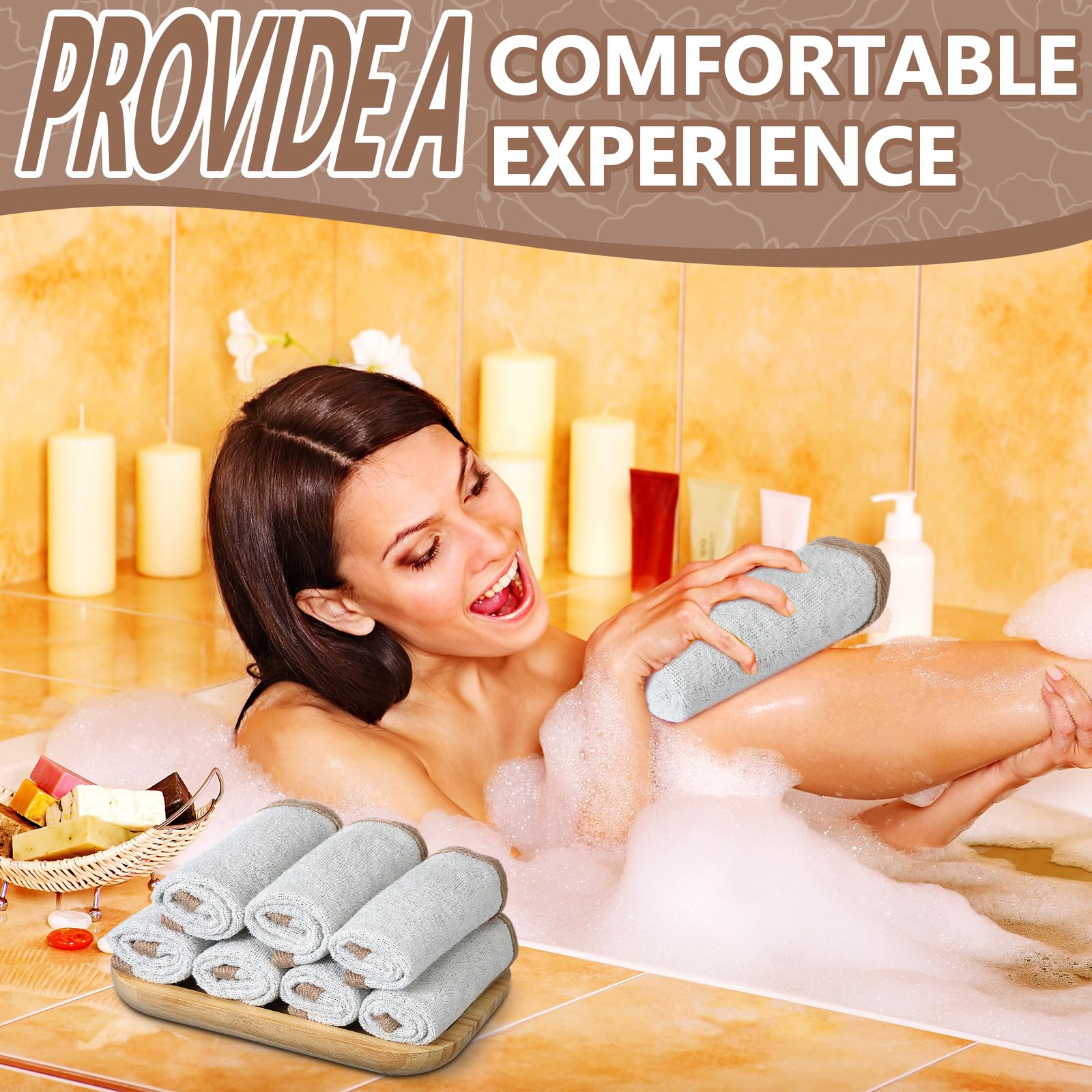 Tudomro 10 Pcs Exfoliating Washcloths Double Sided Man Wash Cloths Body Face Exfoliating Scrub Cloths for Shower Men Women(10.2 x 8.7 Inch,Gray)