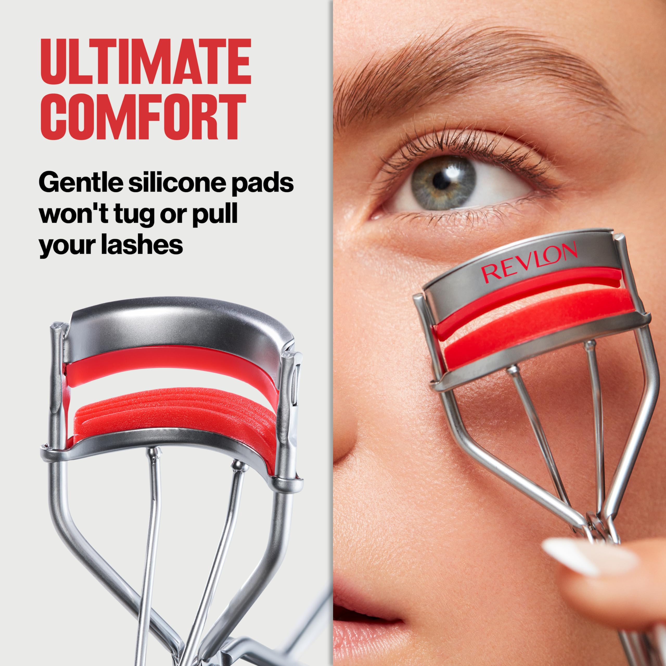 Revlon Triple-Stepped Lash Curler, Eyelash Lift For a Super-Curled Look in One Squeeze, 3-Tiered Pads for Gentle, Tug-Free Curling, 1 Count