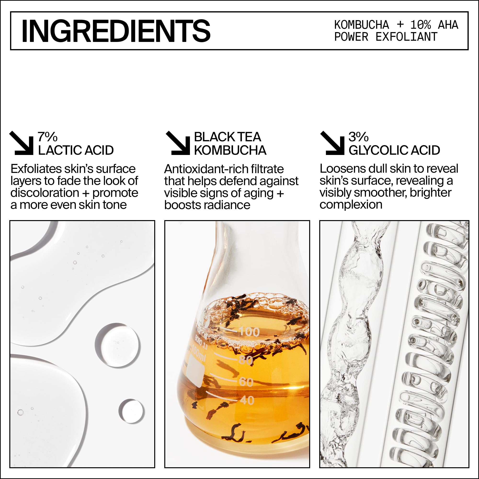 Youth To The People Kombucha + 10% AHA Power Exfoliant (4 fl oz), Overnight Resurfacing Peel, Helps Fade Discoloration + Smooth Skin Texture, Lactic + Glycolic Acid, Fragrance-free, Vegan