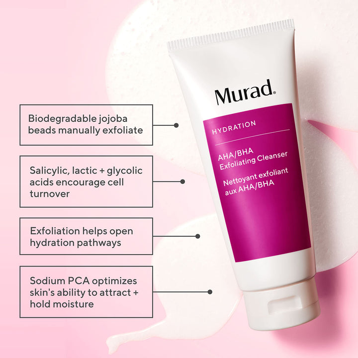 Murad AHA/BHA Exfoliating Cleanser - Hydration Exfoliating & Moisturizing Salicylic, Lactic and Glycolic Acid Face Wash - Creamy Skin Smoothing Treatment Backed by Science, 5 Fl Oz
