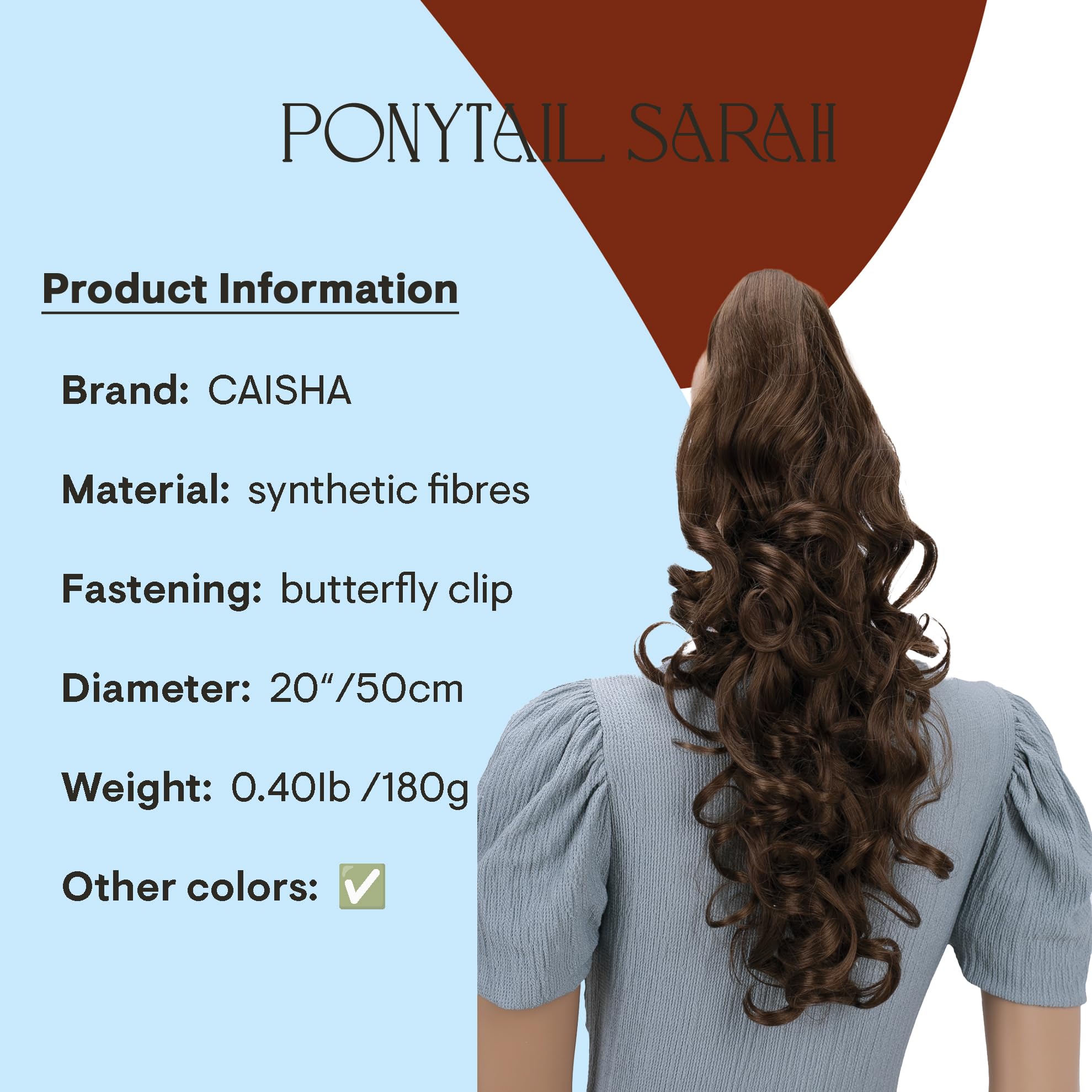 brown mix #33/27 H57 : PRETTYSHOP 24 Hair Piece Pony Tail Extension Very Long & Voluminous Curly Or Wavy Heat-Resisting H57